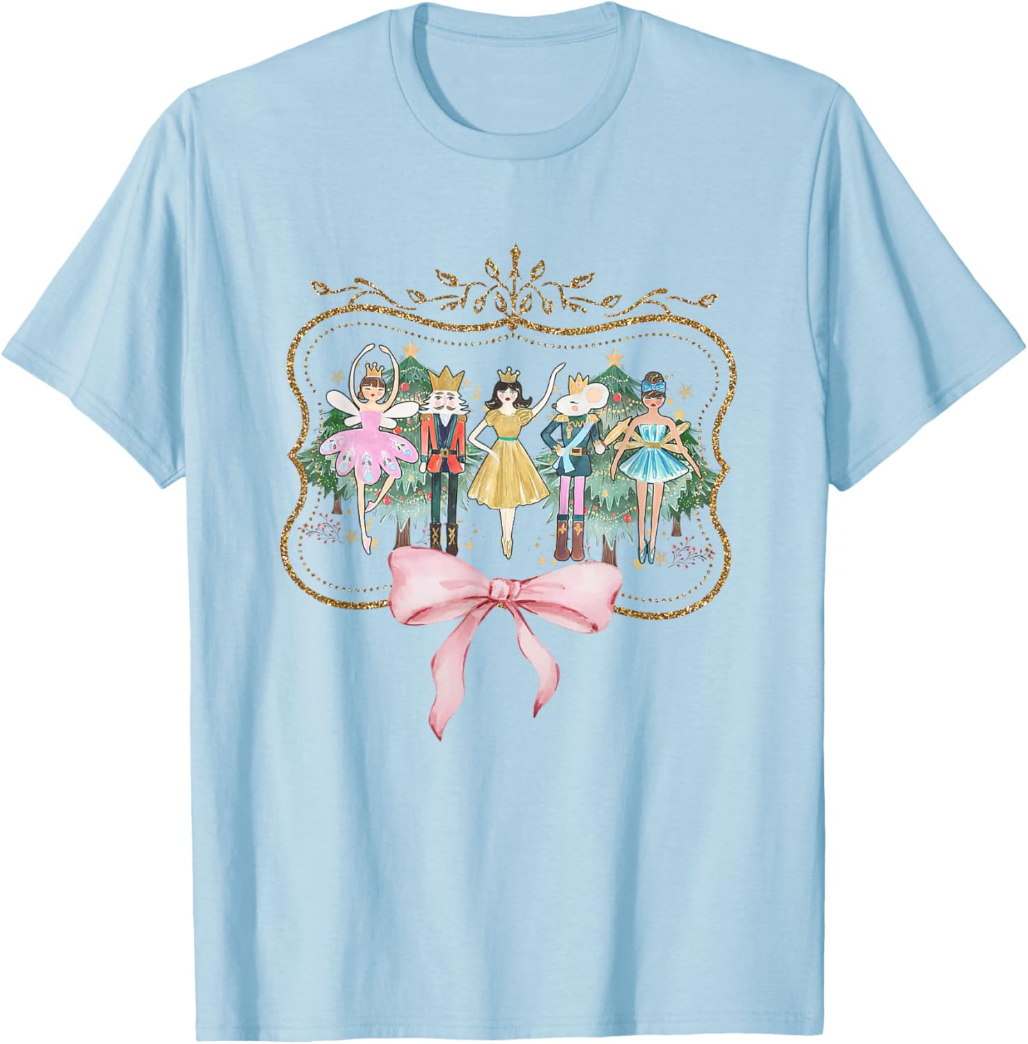 Nutcracker Ballet Sugar Plum Fairy Retro Christmas T-Shirt - T-Shirt | Light Blue