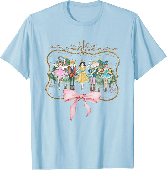 Nutcracker Ballet Sugar Plum Fairy Retro Christmas T-Shirt - T-Shirt | Light Blue