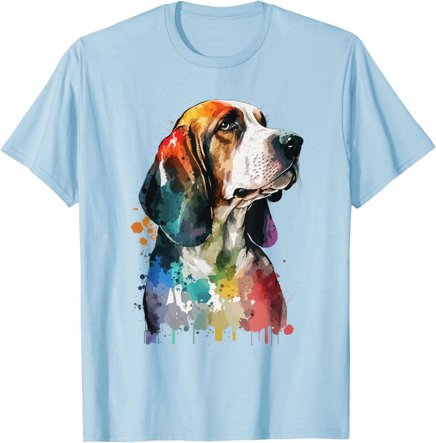 Bassett Hound Dog watercolor portrait T-Shirt - T-Shirt | Light Blue