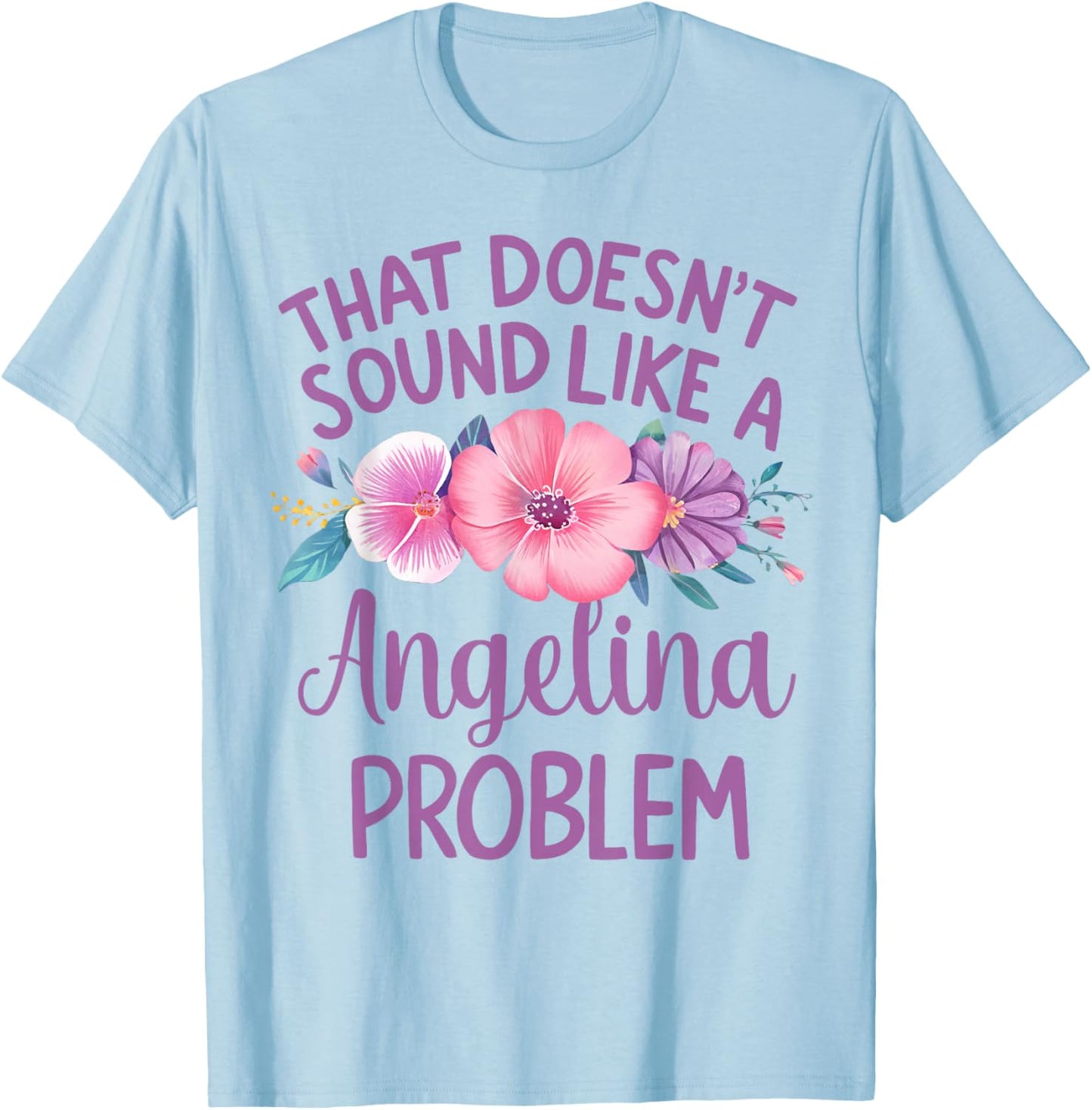 Angelina Personalized Cute Flower Girls Angelina Name T-Shirt - T-Shirt | Light Blue