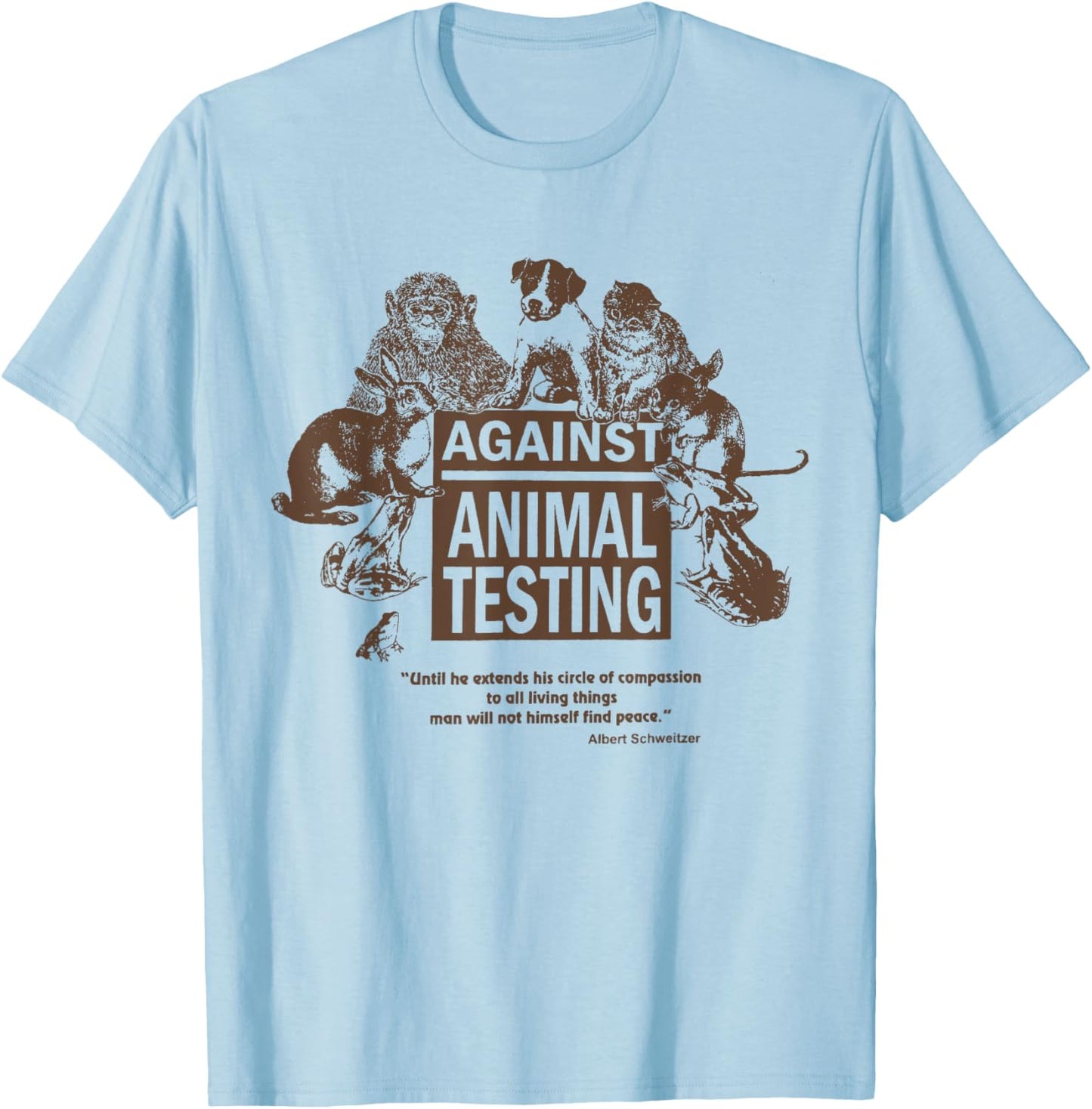 Stop Animal Testing Animal Rights - -Adults - Grey, Green - Small - Classic Fit - Short Sleeve T-Shirt - T-Shirt | Light Blue