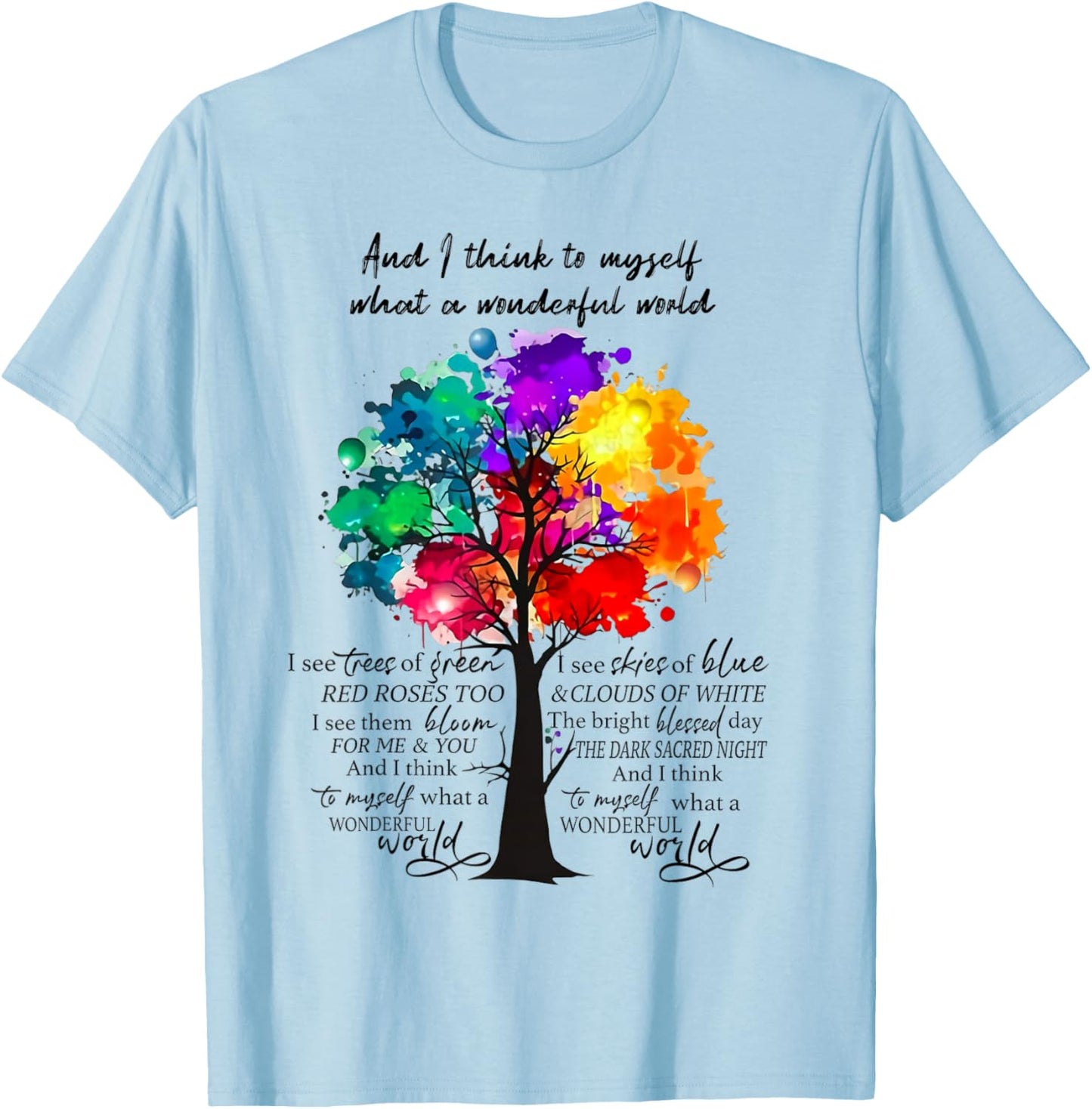 What a Wonderful World Positive Thinking Tree T-Shirt - T-Shirt | Light Blue