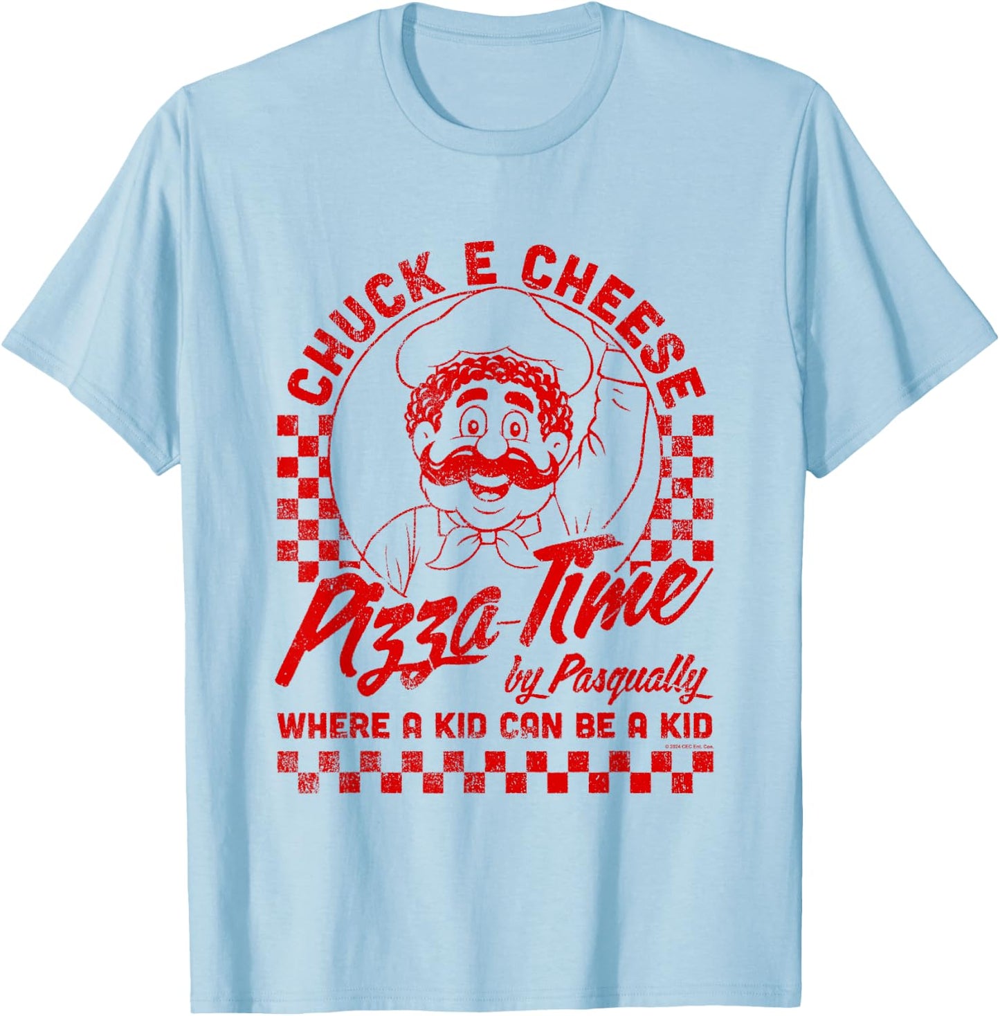 Chuck E. Cheese Pizza Time By Pasqually Vintage Chest Logo T-Shirt - T-Shirt | Light Blue