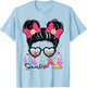 Messy Bun Hair 100th Day of School 100 Days Smarter Kids T-Shirt - T-Shirt | Light Blue