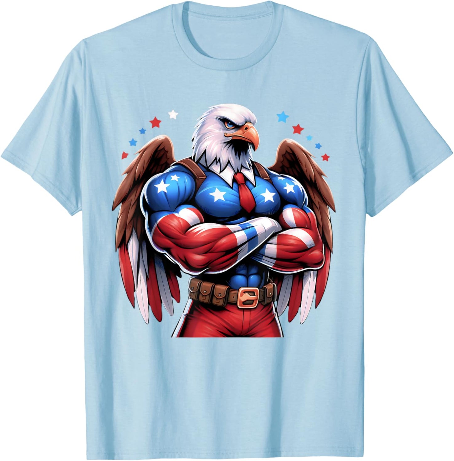 Patriotic US Flag Patriotic Eagle July USA American Flag Women Men T-Shirt - T-Shirt | Light Blue