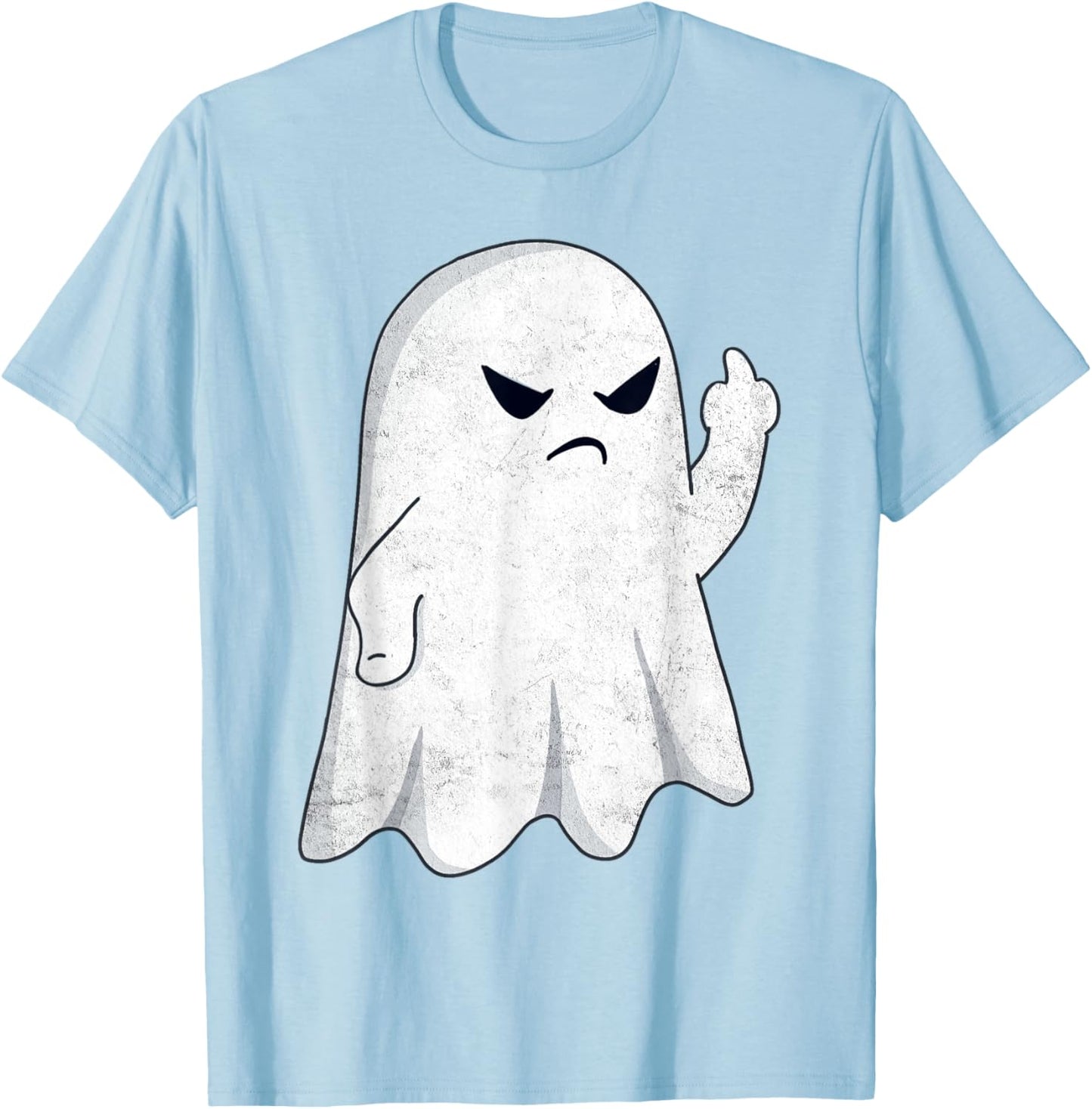 Funny Middle Finger Ghost Halloween Costume Men Women Adult T-Shirt - T-Shirt | Light Blue