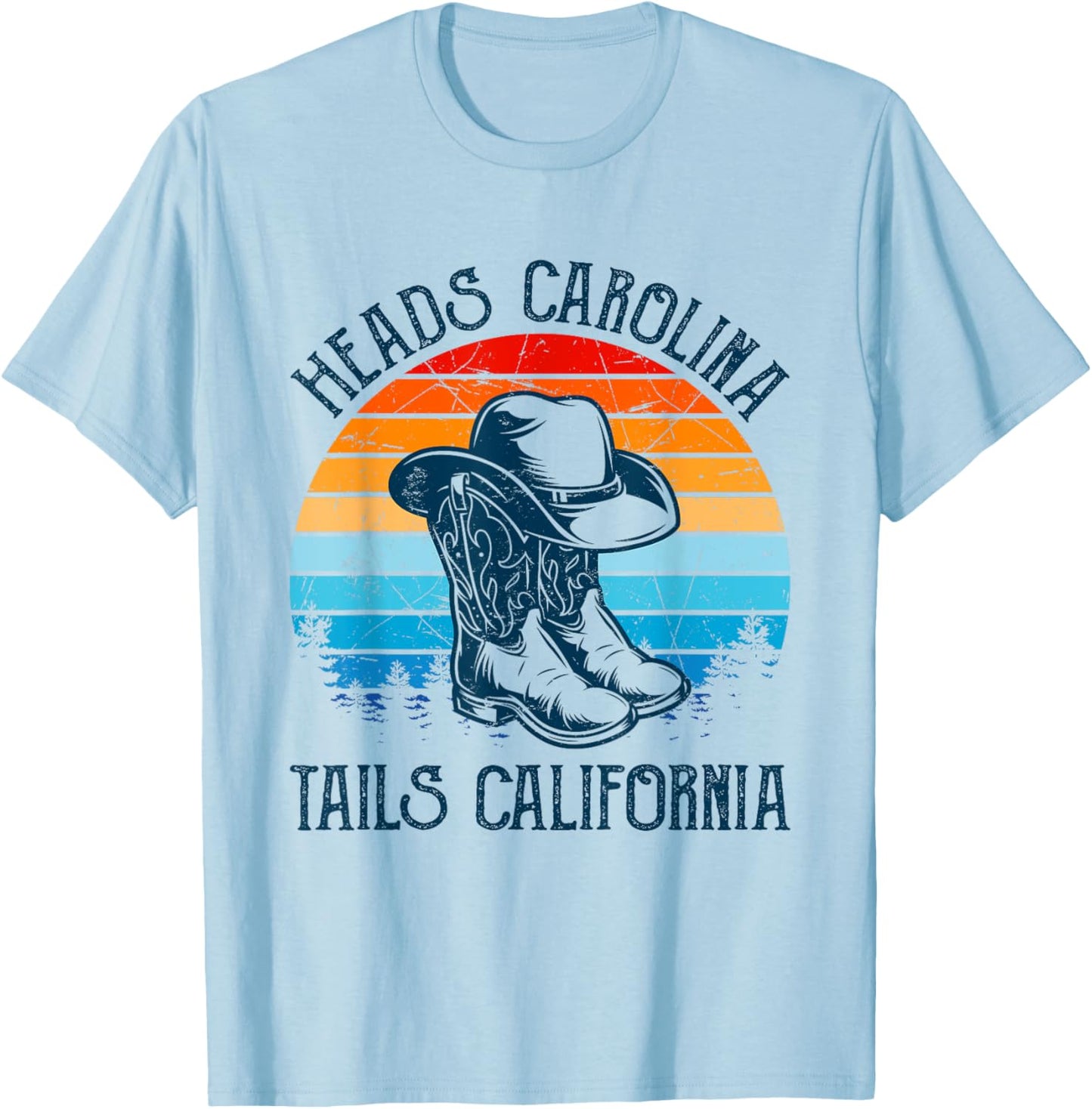 Heads Carolina Tail California Country Music Cowgirl Western T-Shirt - T-Shirt | Light Blue