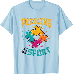 Puzzling Is My Sport Puzzle Lover T-Shirt - T-Shirt | Light Blue