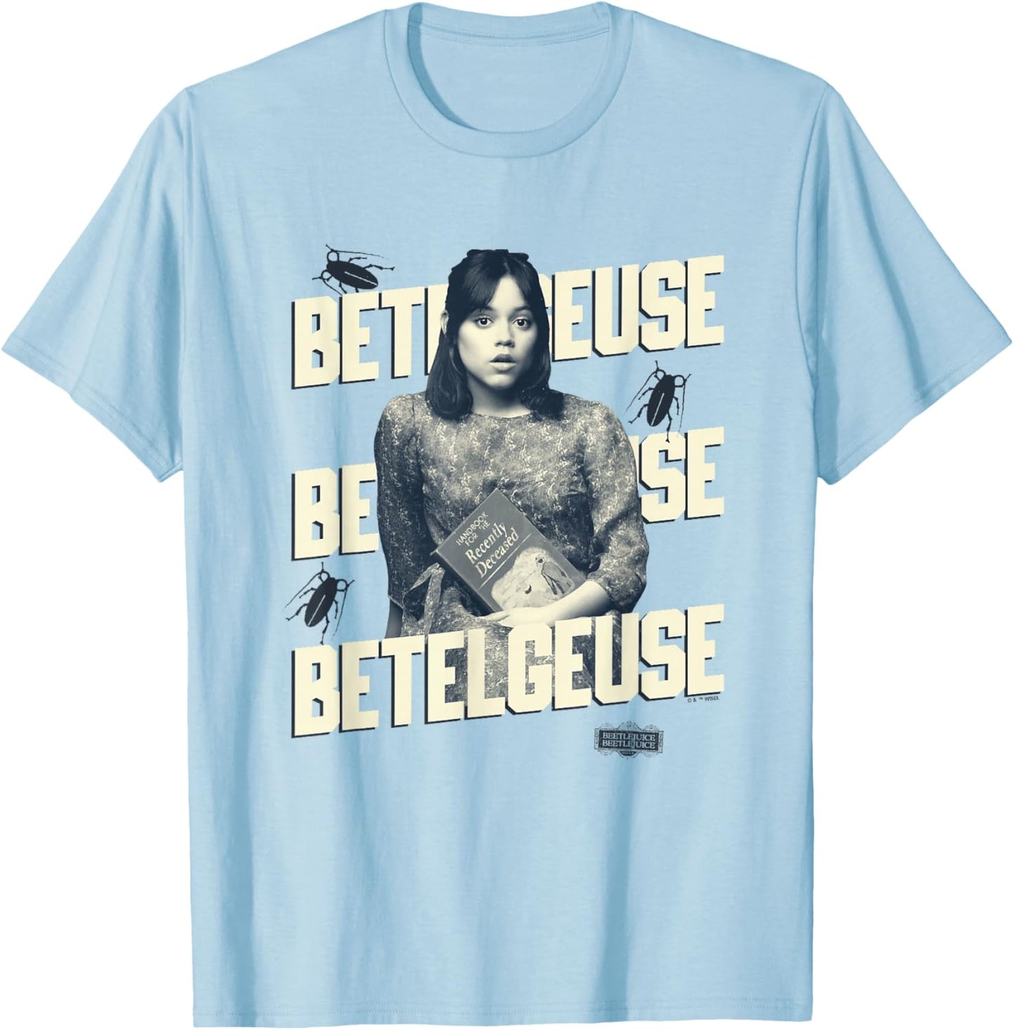 Beetlejuice Beetlejuice Astrid Holding Book Vintage T-Shirt - T-Shirt | Light Blue