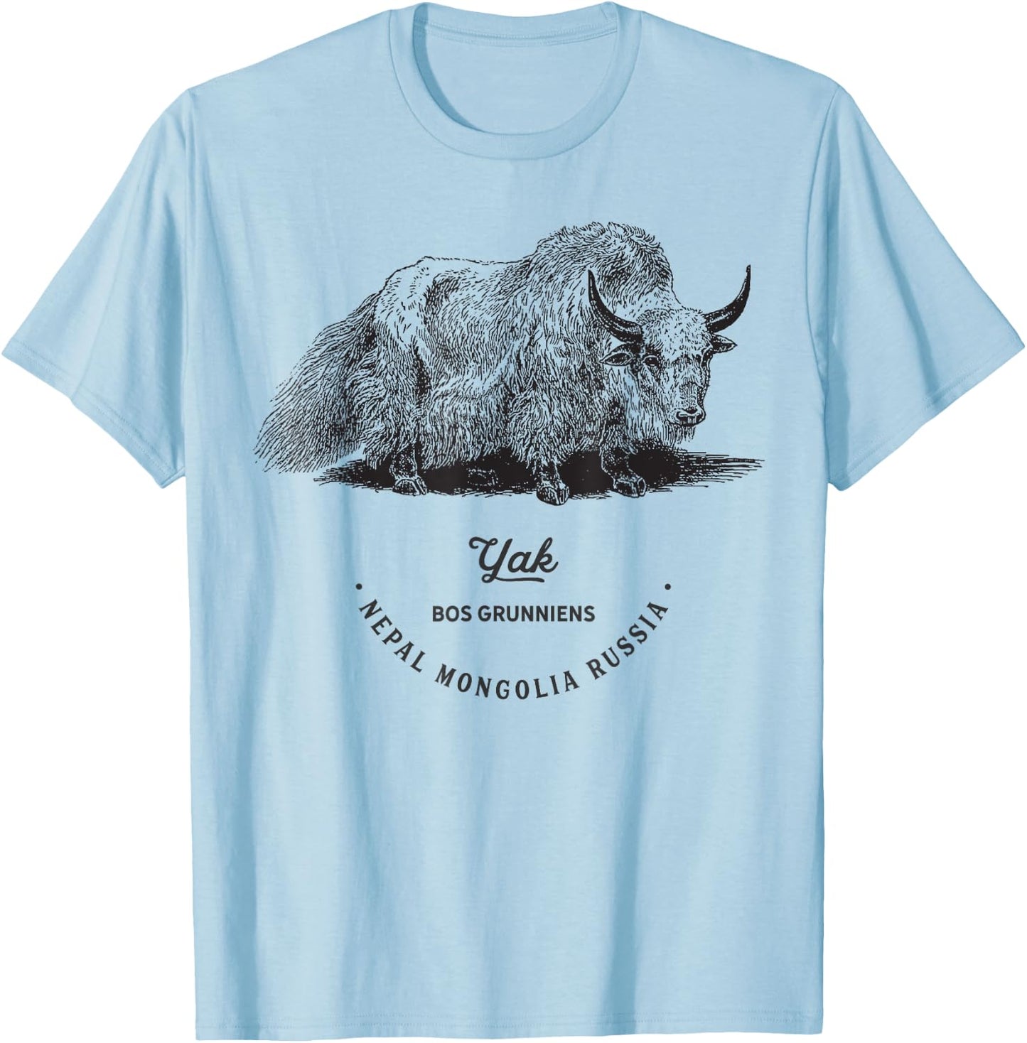 Himalayan Yak Tibet Vintage Animal Print Birthday Women Men T-Shirt - T-Shirt | Light Blue