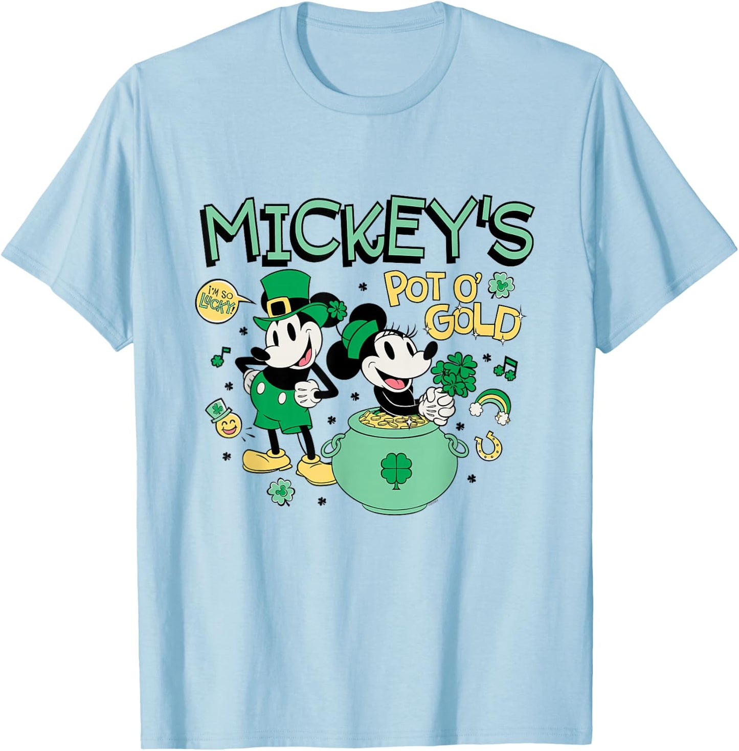Disney Mickey Minnie St. Patrick's Day Mickey's Pot o' Gold T-Shirt - T-Shirt | Light Blue