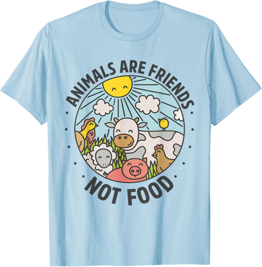 Animals Are Friends Not Food Animal Lover Funny Vegetarian T-Shirt - T-Shirt | Light Blue