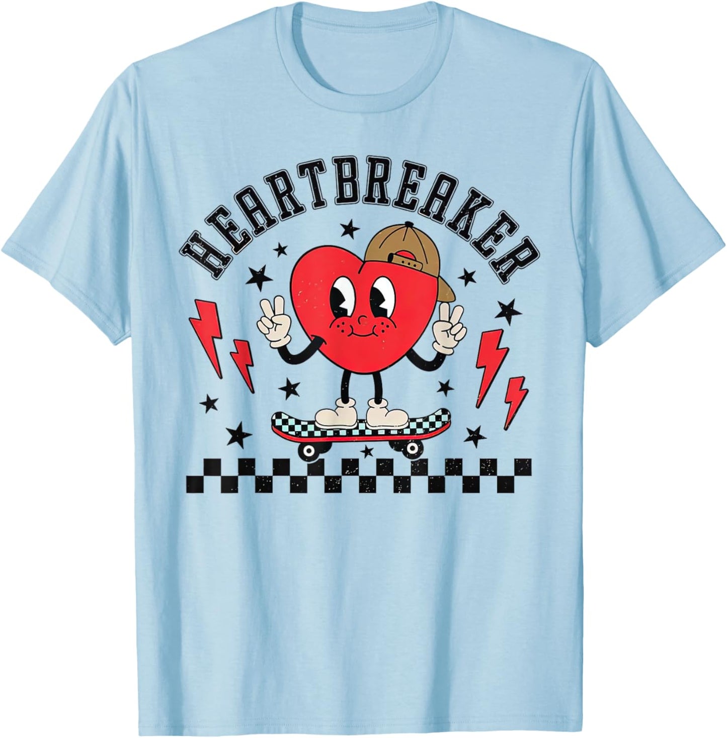 Heartbreaker Skateboard Valentines T-Shirt - T-Shirt | Light Blue
