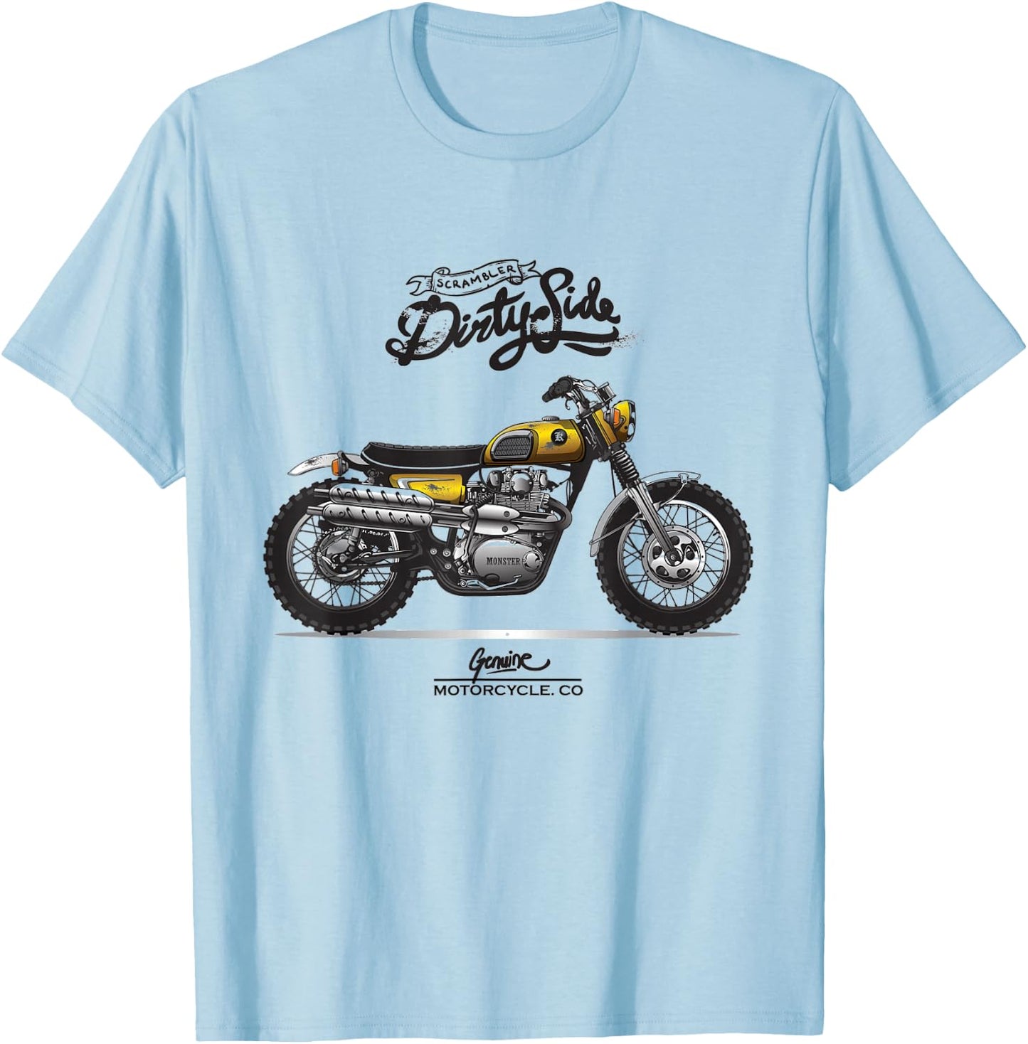 Vintage Scrambler Motorcycle - Classic Dirt Bike enthusiast T-Shirt - T-Shirt | Light Blue
