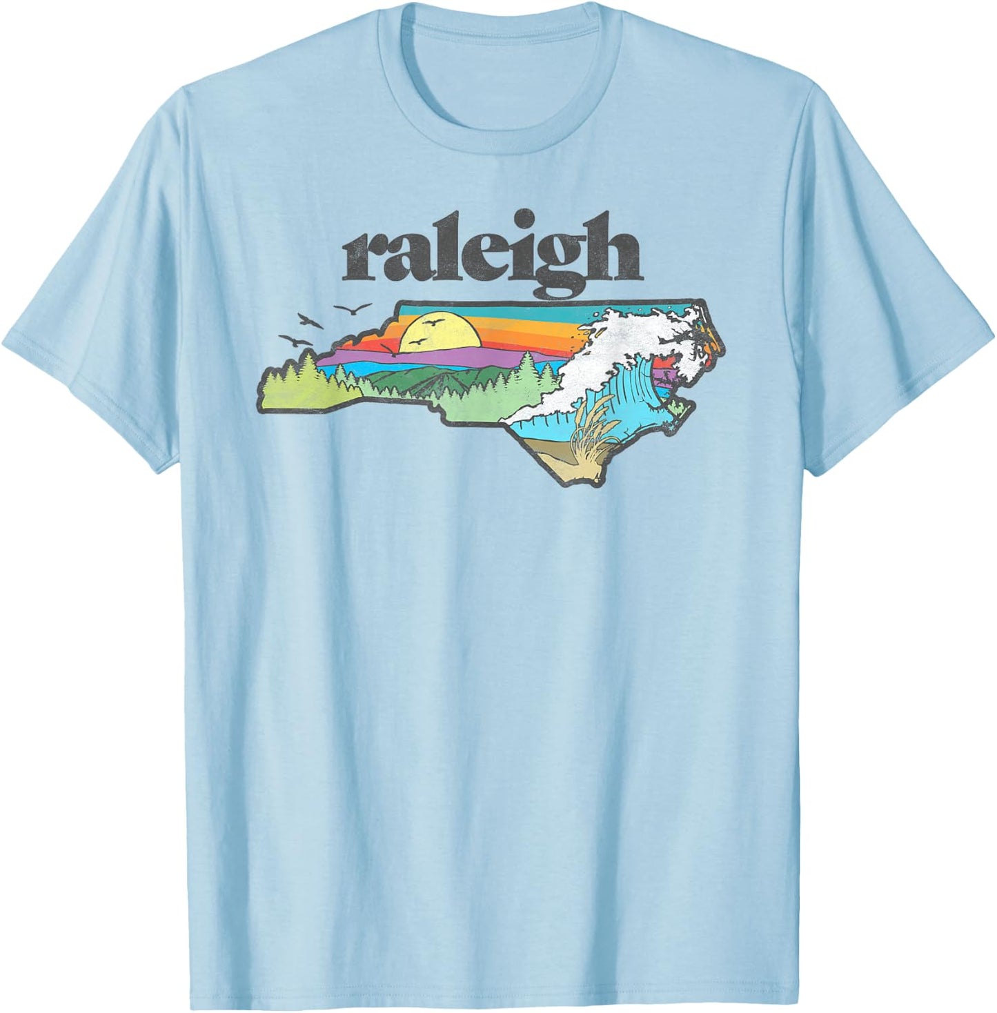 Raleigh North Carolina Outdoors Retro Nature T-Shirt - T-Shirt | Light Blue