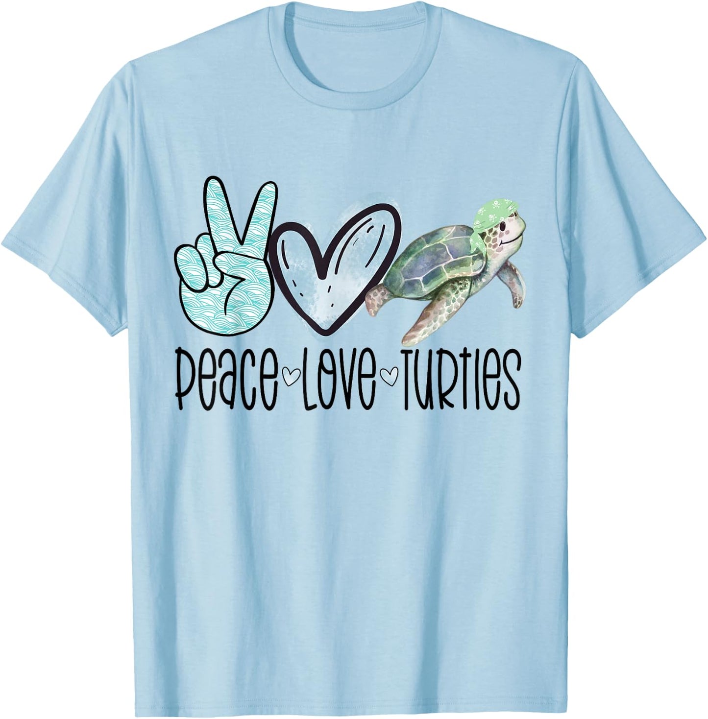 Peace Love Turtles Turtle Gift Sea Ocean Animals T-Shirt - T-Shirt | Light Blue