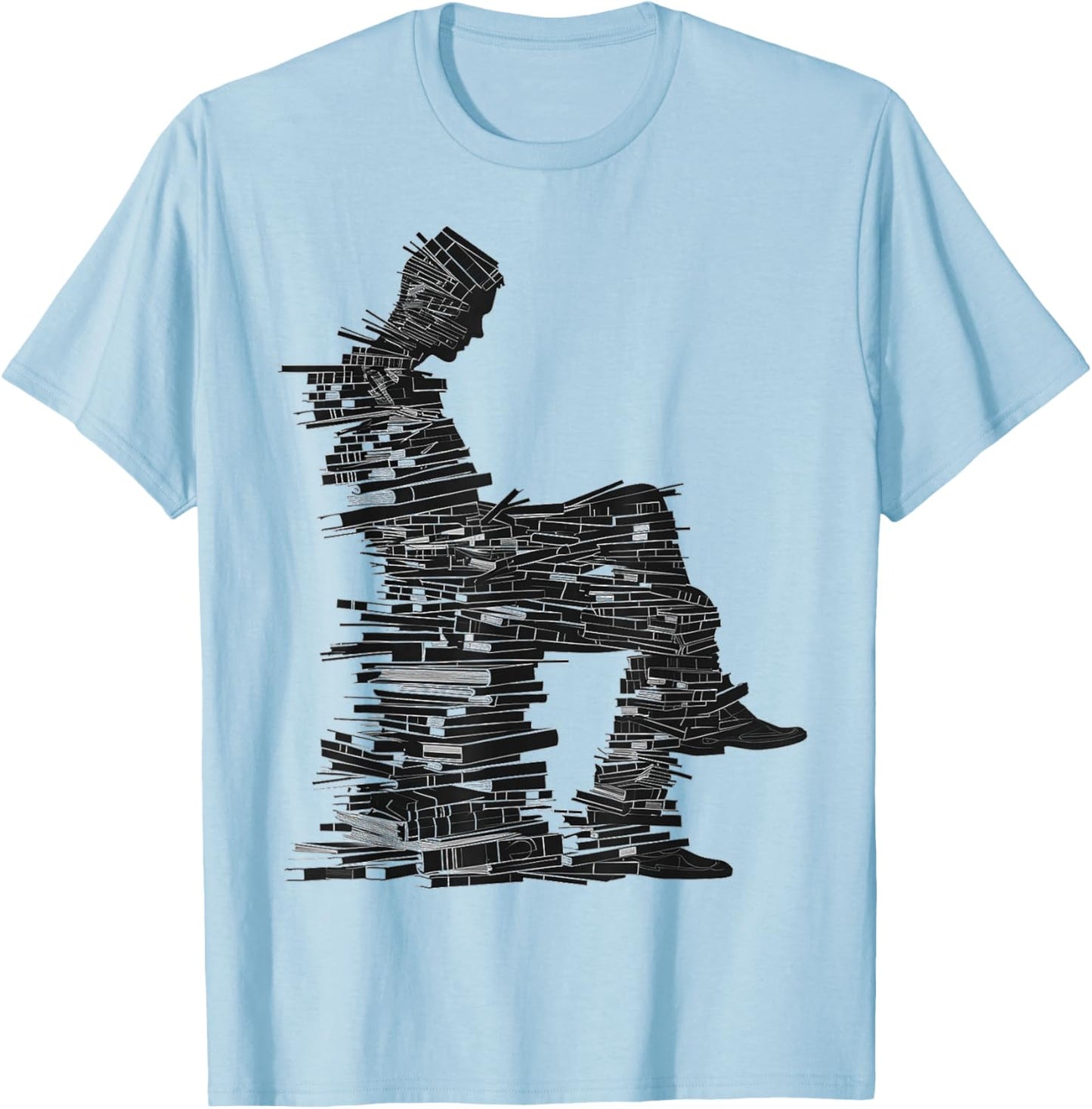 Men Pixel Art Geometric Book Human Drawing Graphic Men T-Shirt - T-Shirt | Light Blue