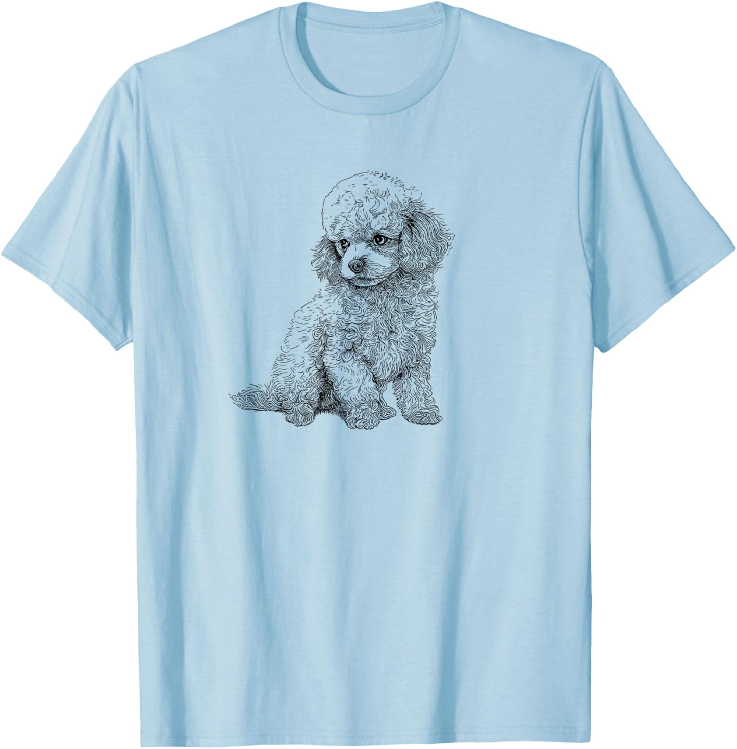 Girls Ink Art Illustration Cute Toy Poodle Lover T-Shirt - T-Shirt | Light Blue