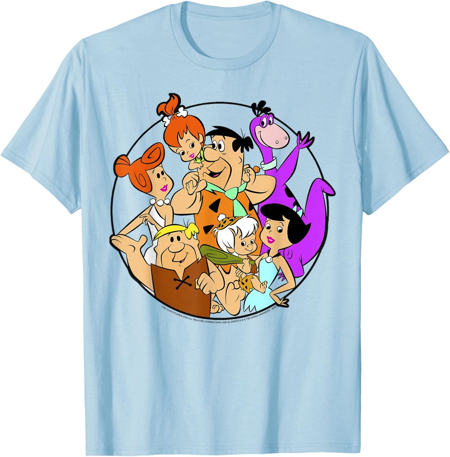 The Flintstones Group Shot Circle T-Shirt - T-Shirt | Light Blue