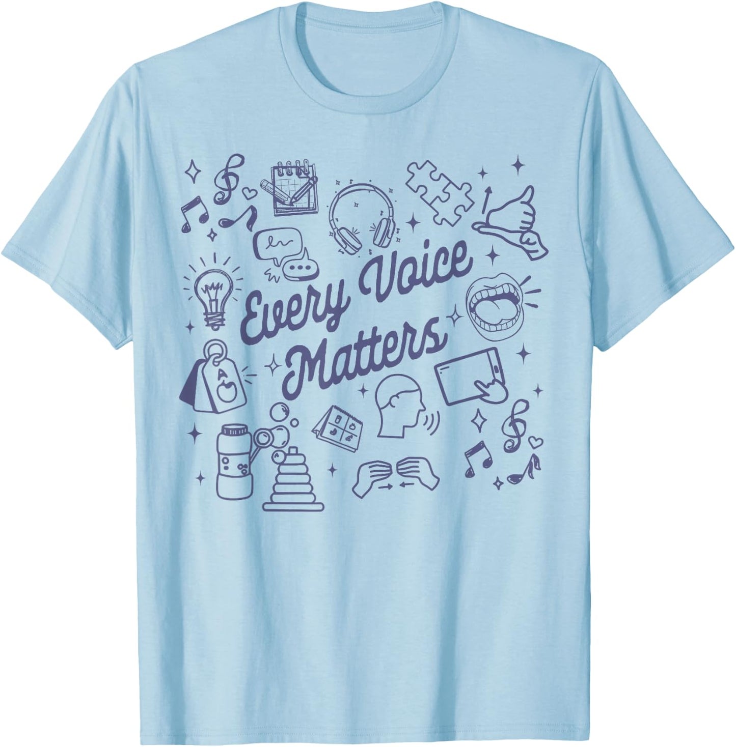 SLP AAC Speech Language Pathologist Every Voice Matters T-Shirt - T-Shirt | Light Blue