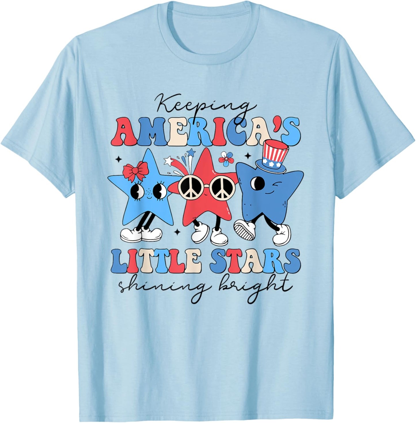 Keeping America's Little Stars Shining Bright 4th Of July Women Men T-Shirt - T-Shirt | Light Blue