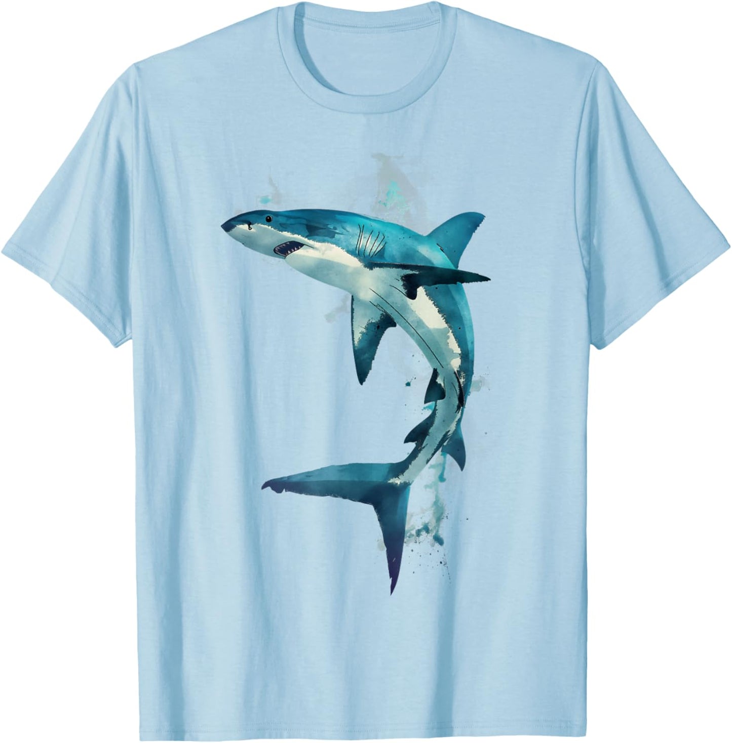 Mako Shark in Action Dynamic Mako Shark Design Mako Art T-Shirt - T-Shirt | Light Blue