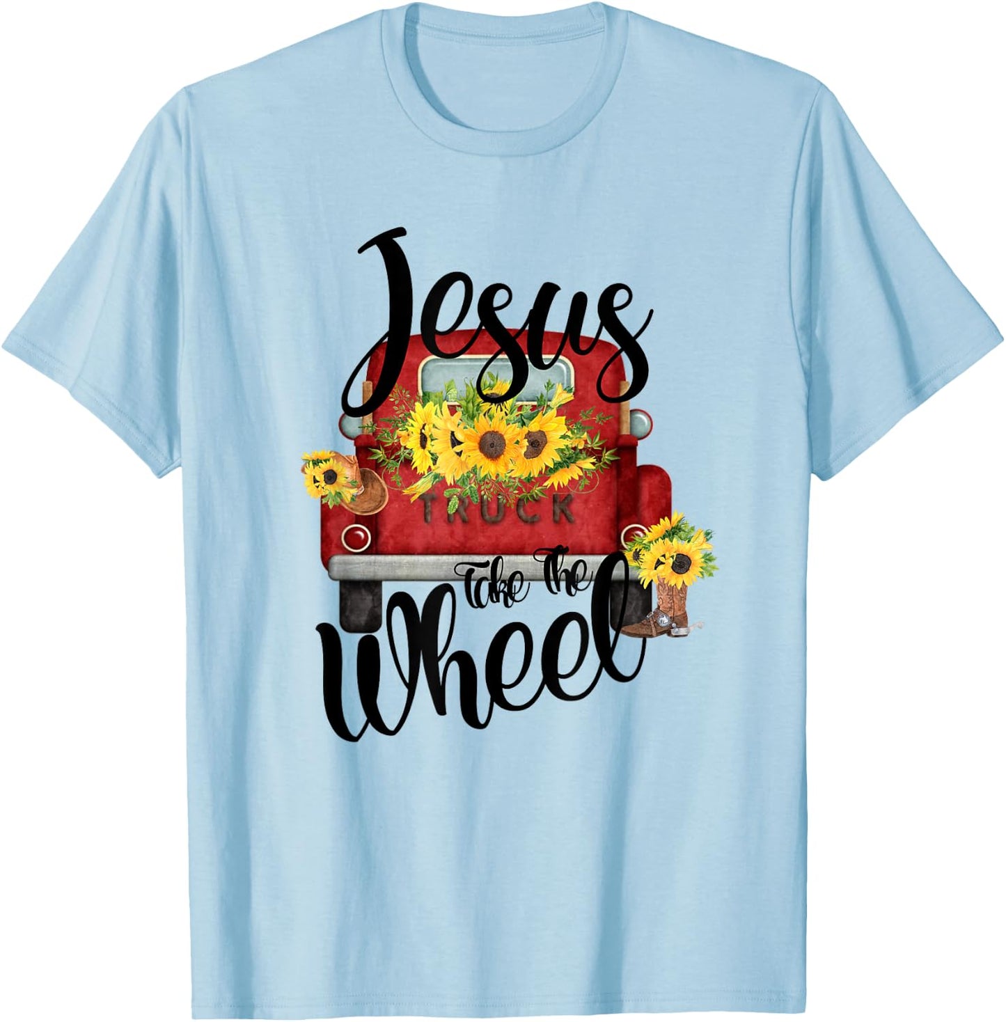 Jesus Take The Wheel T-Shirt - T-Shirt | Light Blue