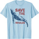 Save the Whales Retro 80s Vintage T-Shirt - T-Shirt | Light Blue