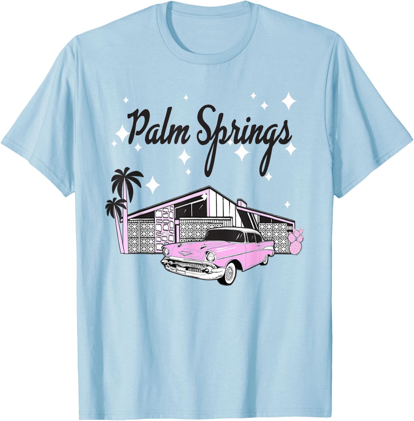Vintage Mid Century Palm Springs California 1950s Atomic Age T-Shirt - T-Shirt | Light Blue