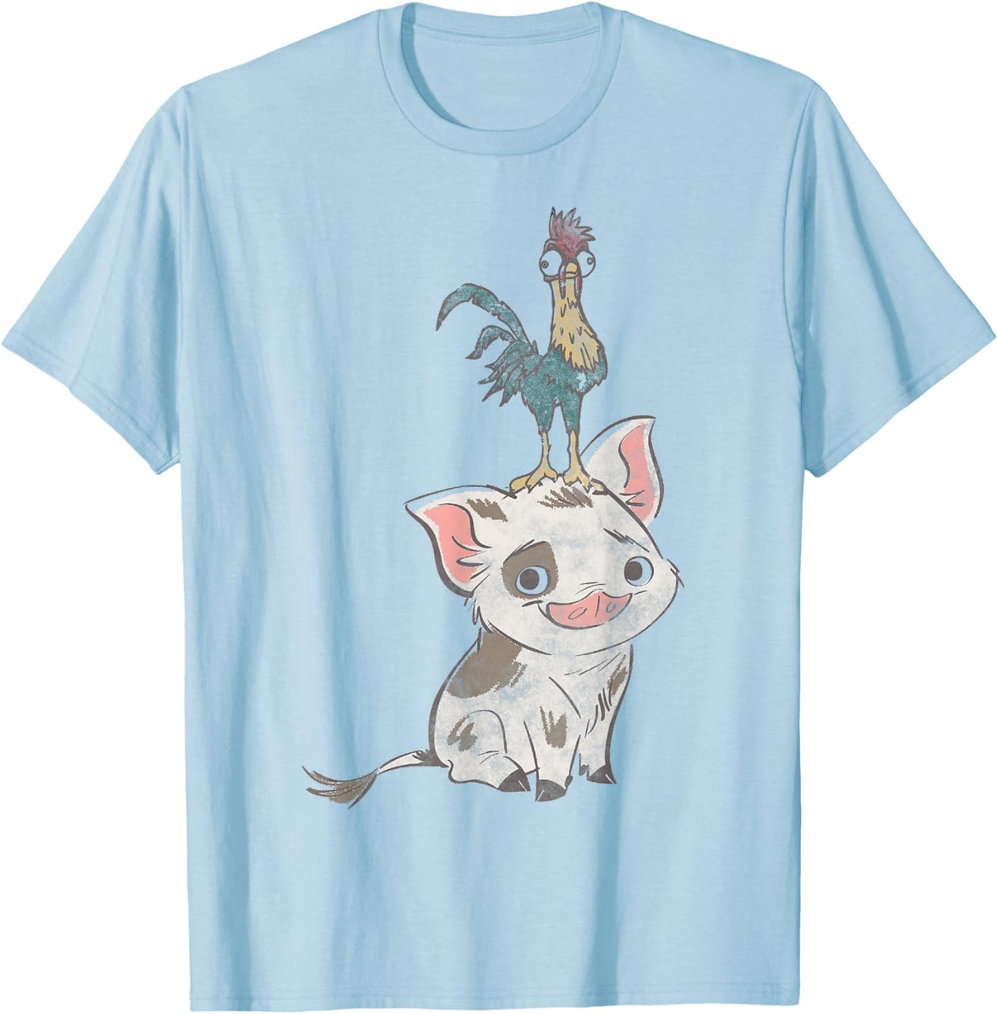 Disney Moana Pua And Hei Hei Simple Portrait T-Shirt - T-Shirt | Light Blue