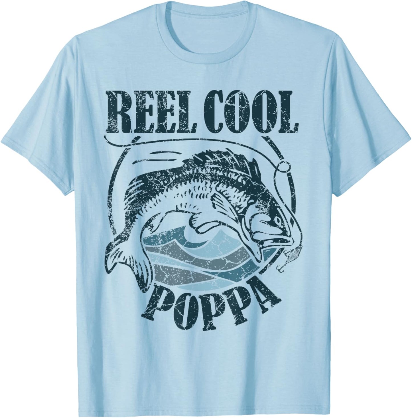 Reel Cool Poppa Fishing Grandpa Father's Day Fisherman T-Shirt - T-Shirt | Light Blue