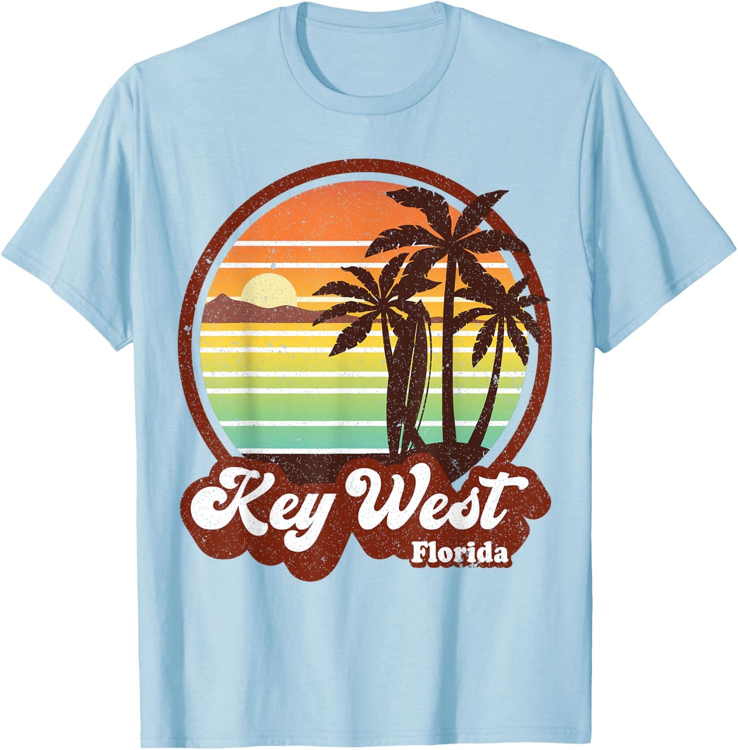 Key West Souvenirs Florida Vintage Surf Surfing Retro 70s T-Shirt - T-Shirt | Light Blue