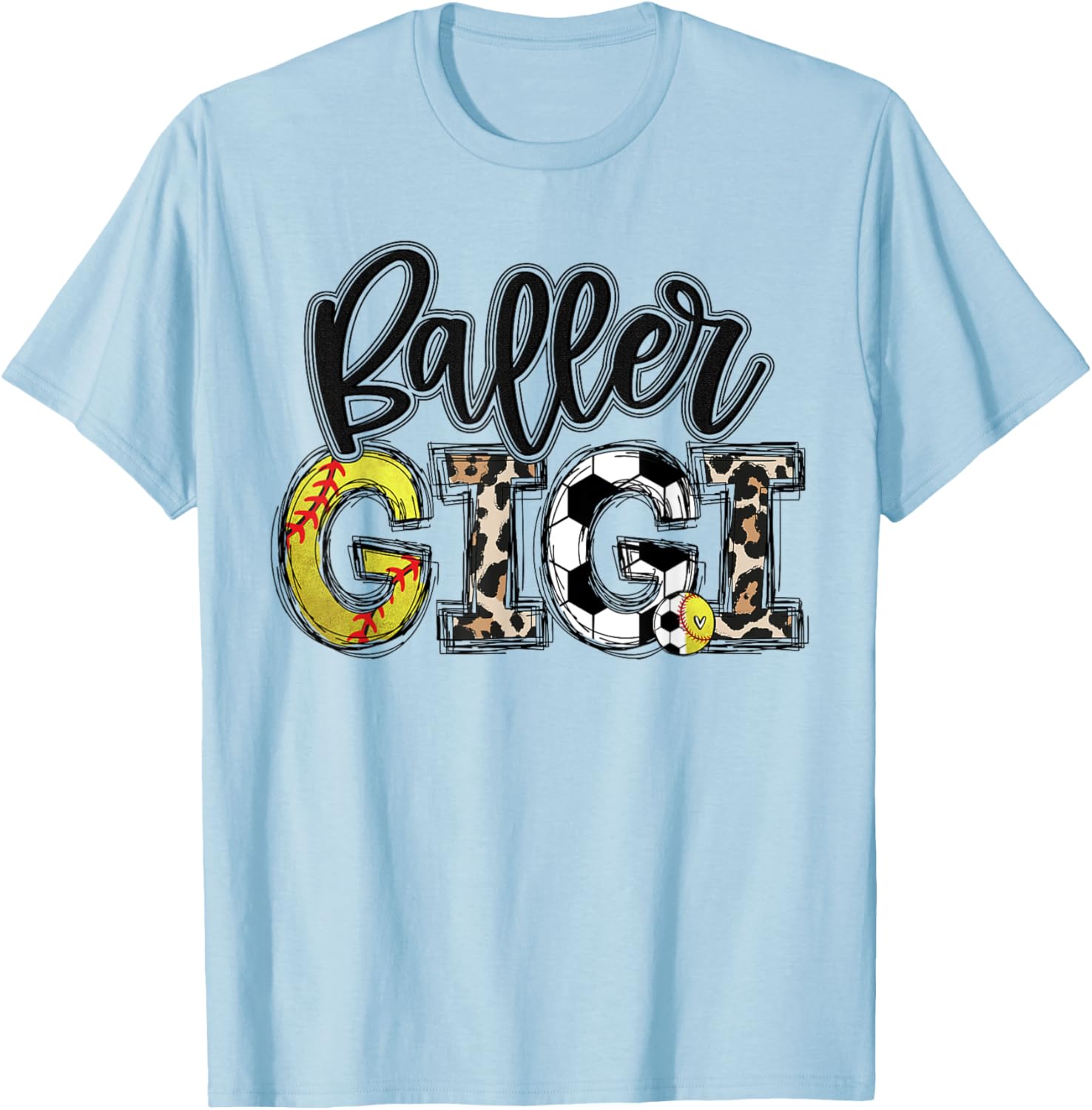 BallPark Gigi Softball Gigi Baller Gigi Soccer Mother's Day T-Shirt - T-Shirt | Light Blue