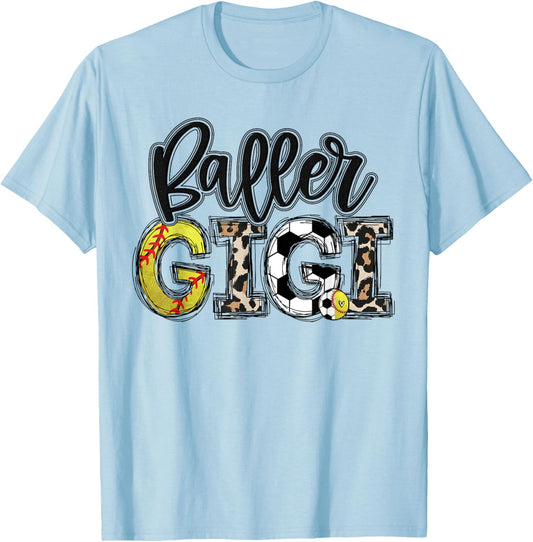 BallPark Gigi Softball Gigi Baller Gigi Soccer Mother's Day T-Shirt - T-Shirt | Light Blue