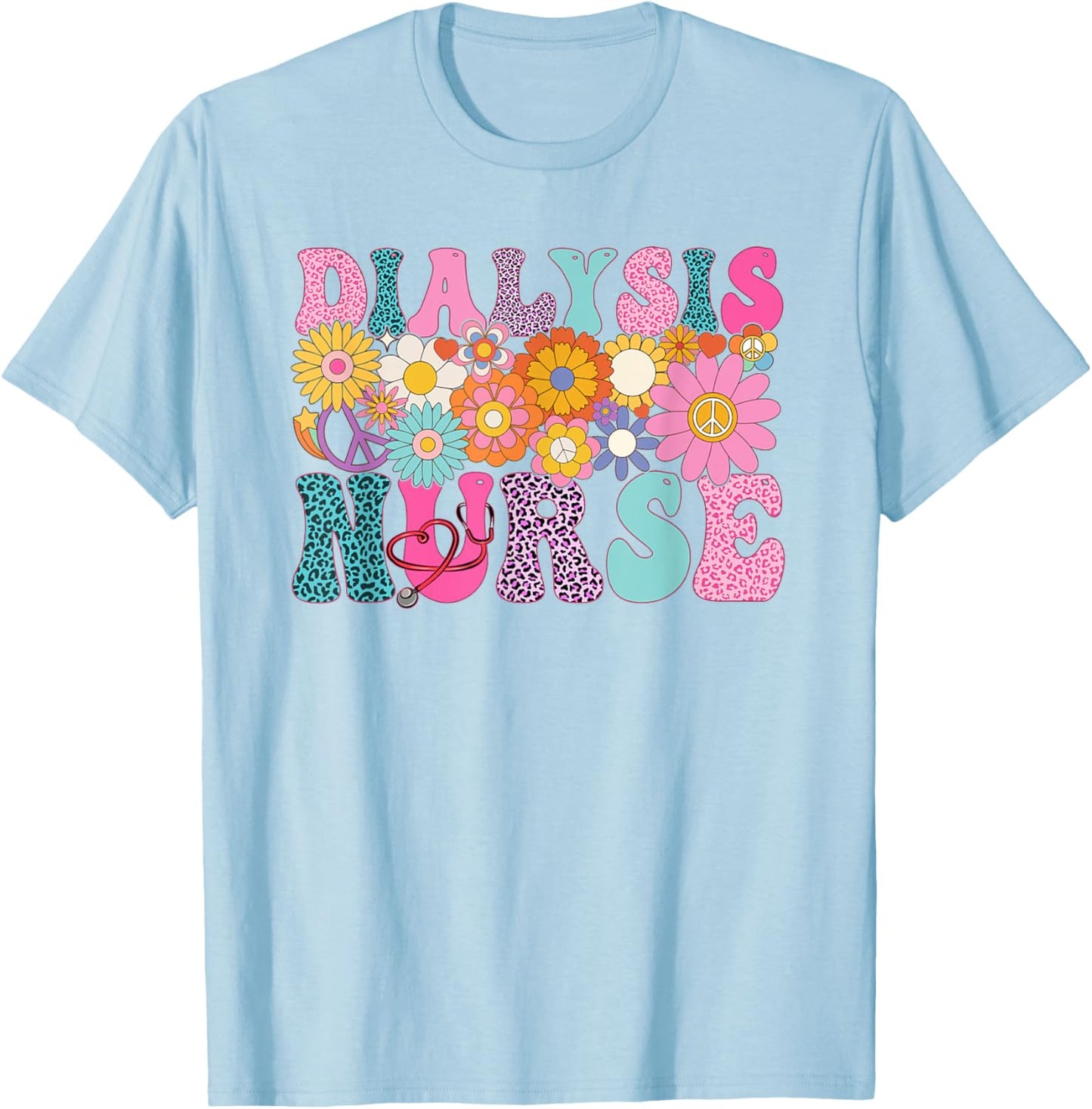 Dialysis Nurse Week Groovy Appreciation Day Work T-Shirt - T-Shirt | Light Blue