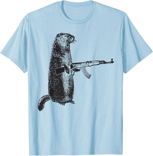 Hunting design Woodchuck AK-47 Gun groundhog funny design T-Shirt - T-Shirt | Light Blue