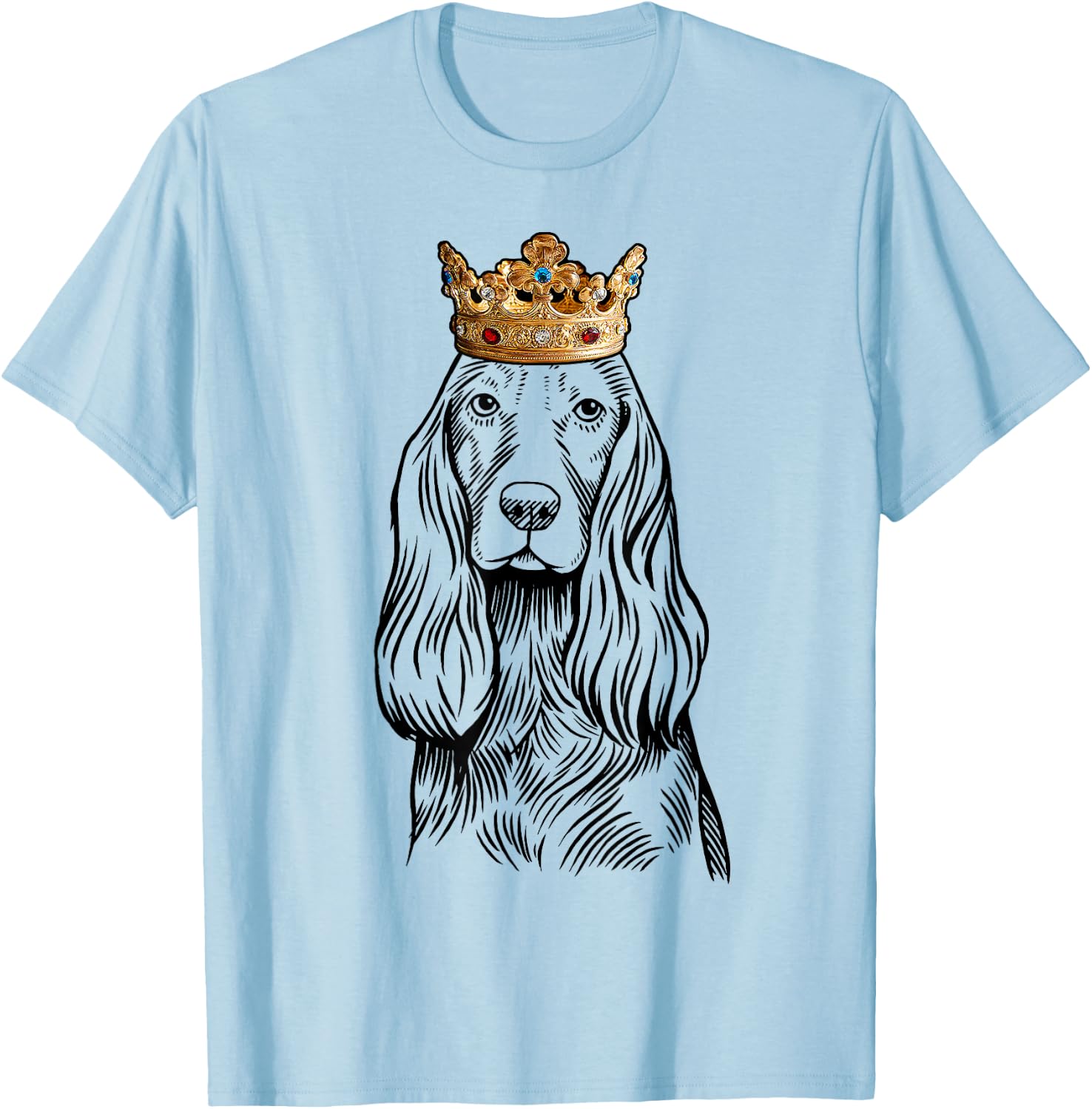 Cocker Spaniel Dog Wearing Crown T-Shirt - T-Shirt | Light Blue