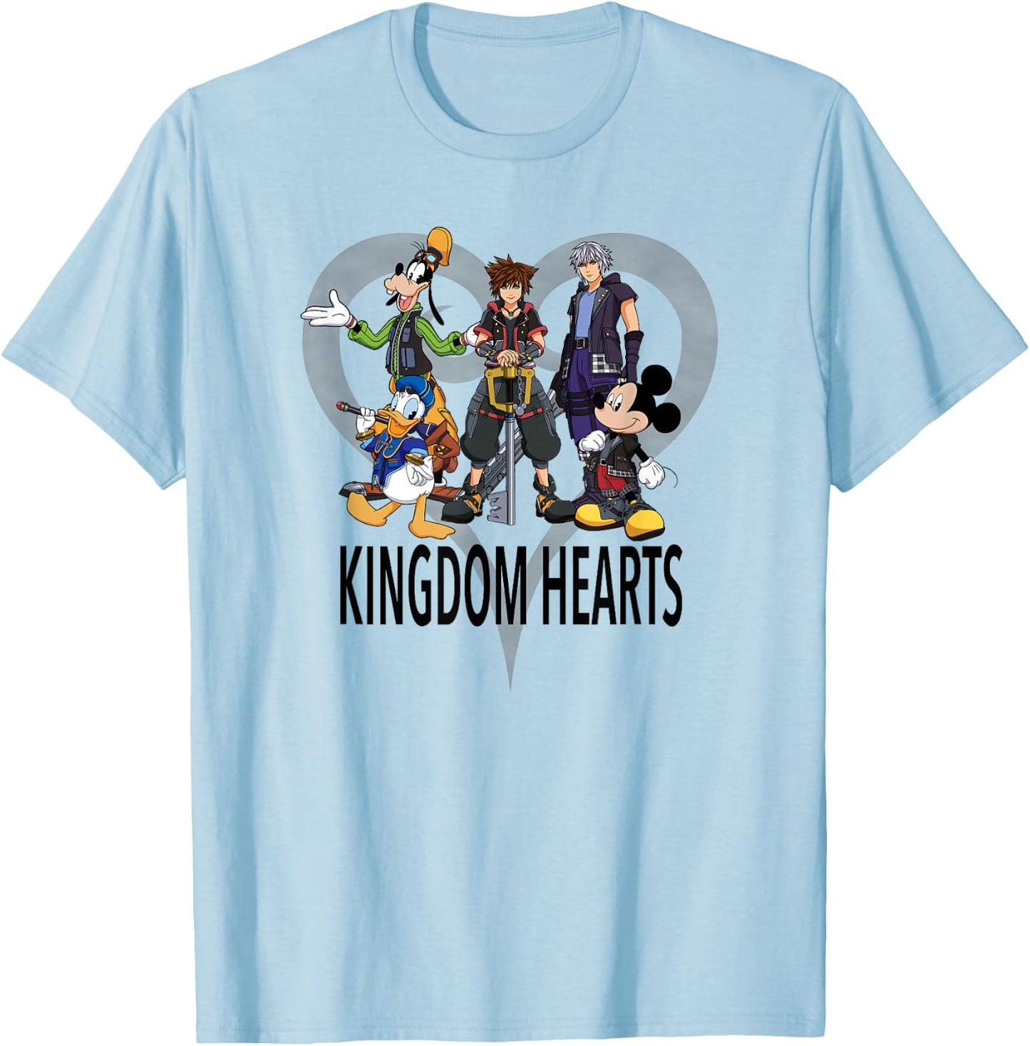 Disney Kingdom Hearts III Characters and Symbol T-Shirt - T-Shirt | Light Blue