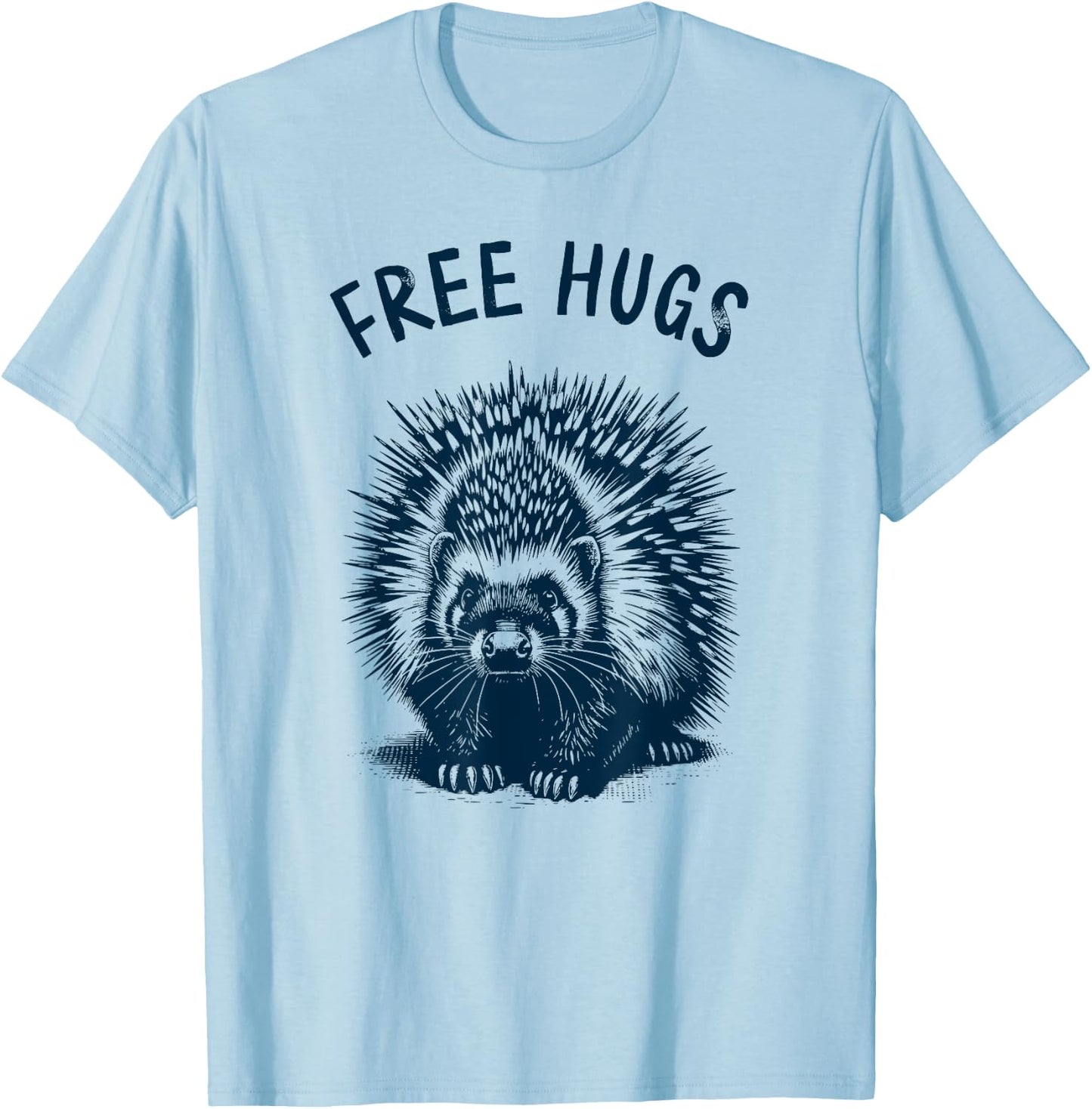 Free-Hugs - Cute Funny Porcupine Humor No Hugging T-Shirt - T-Shirt | Light Blue