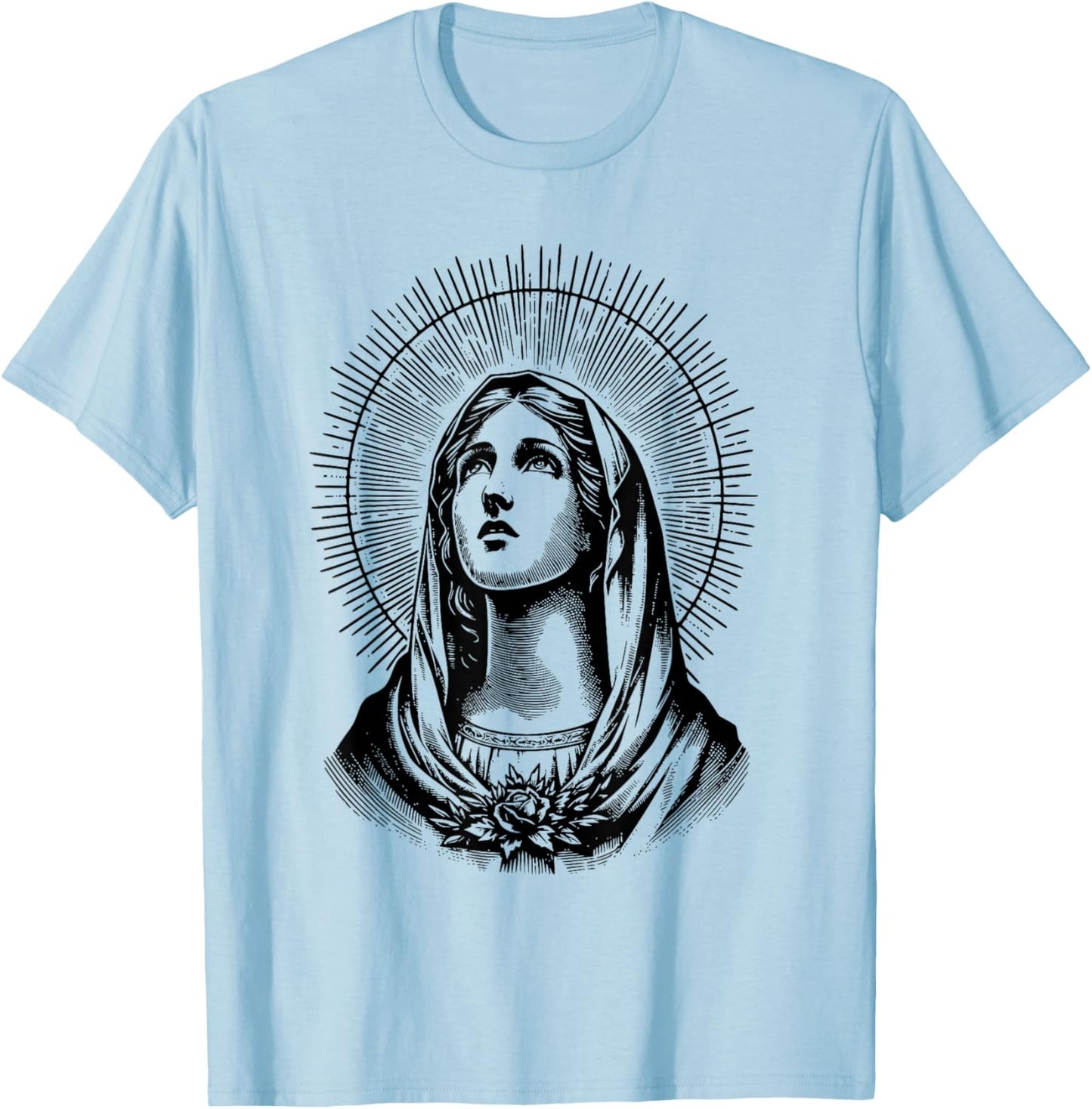 Tattoo Style Virgin Mary T-Shirt - T-Shirt | Light Blue