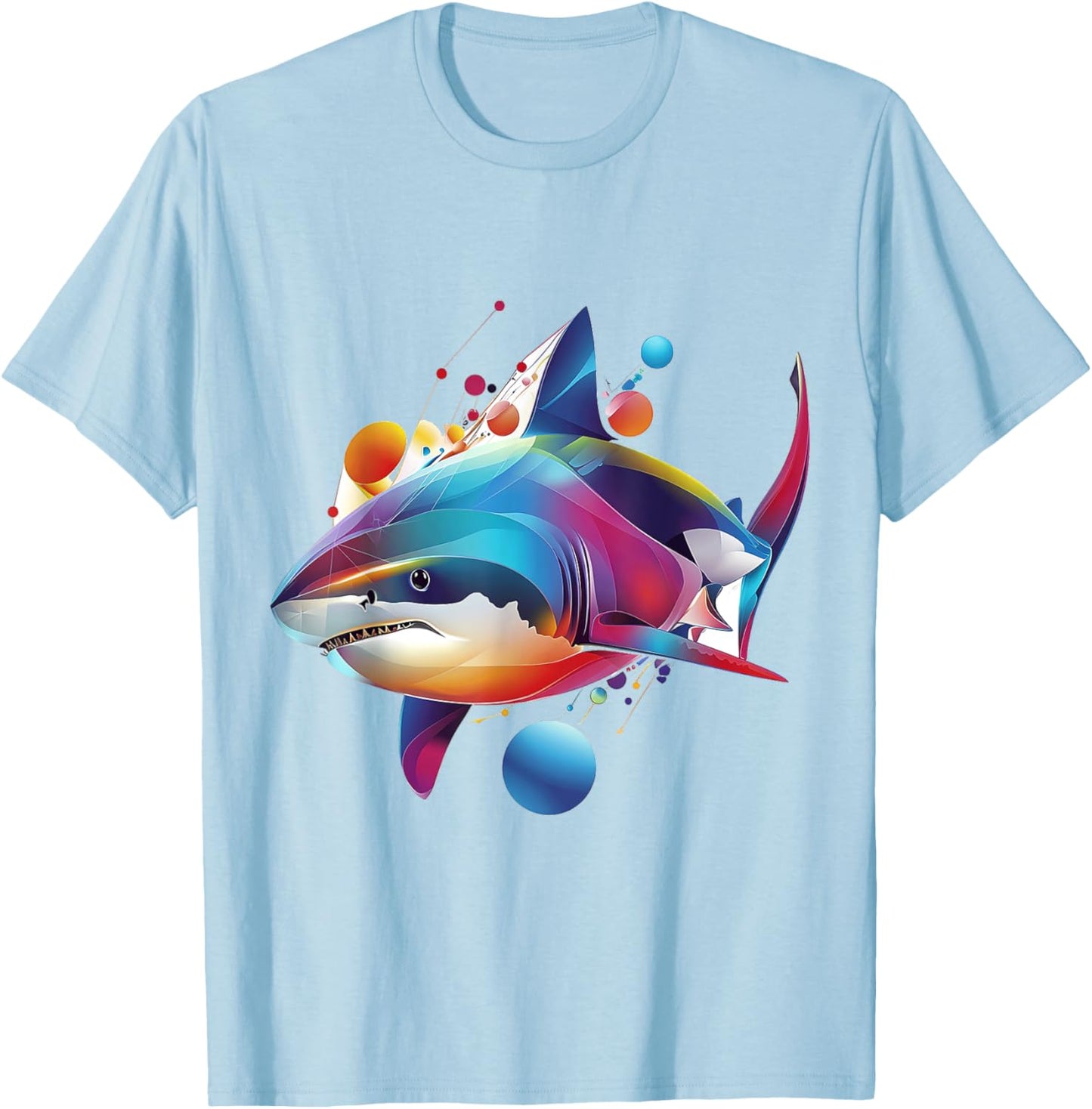 Shark Animal Print Motif Colorful Artwork Abstract Shark T-Shirt - T-Shirt | Light Blue