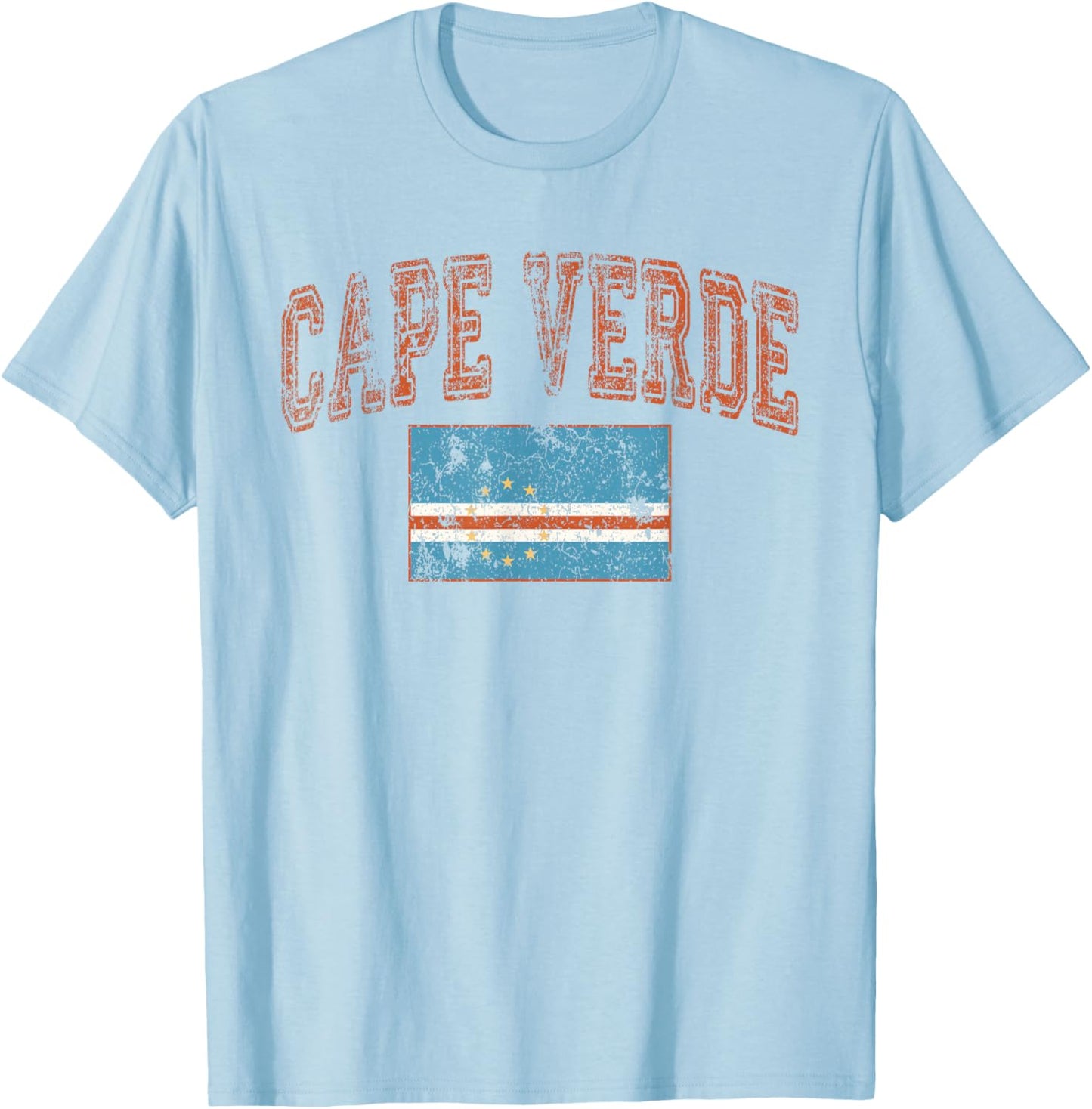 Vintage Retro Faded Cape Verde Flag Cabo Verde Pride T-Shirt - T-Shirt | Light Blue