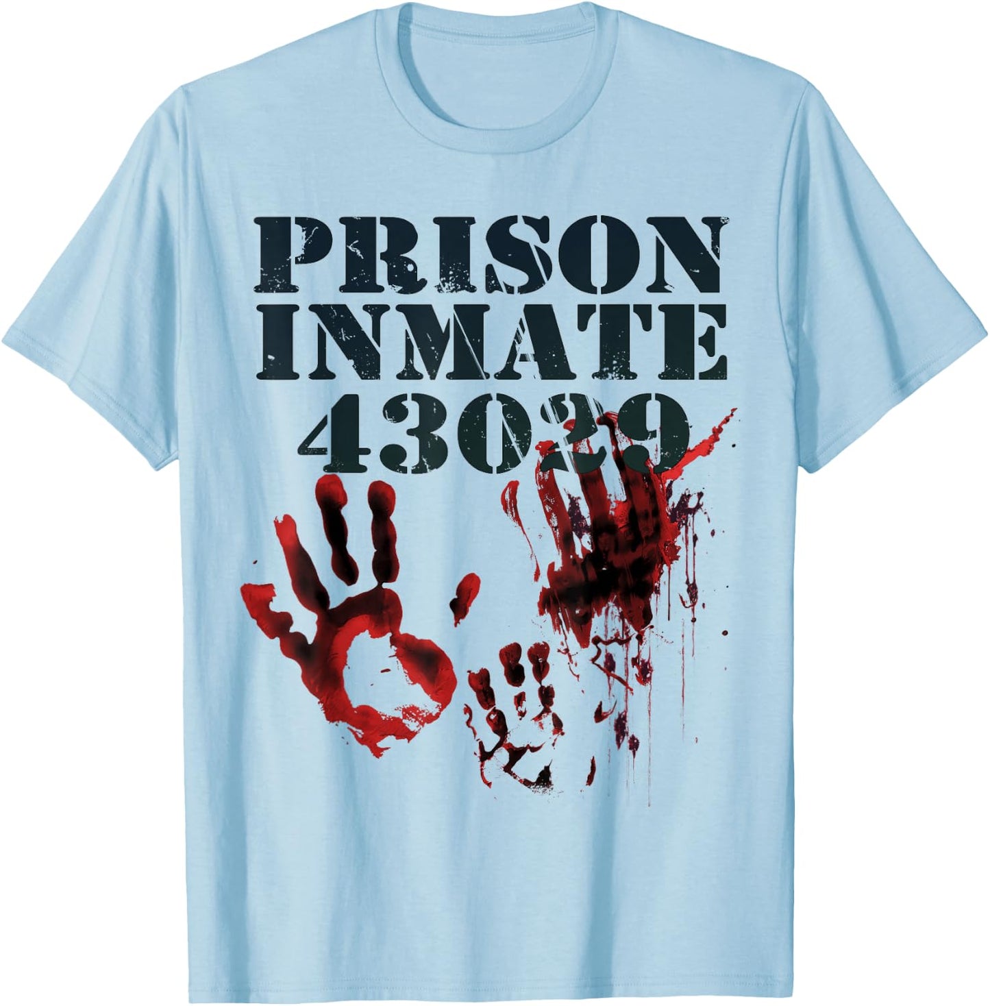 Prison Inmate Shirt Zombie Bloody Halloween Blood Splatter T-Shirt - T-Shirt | Light Blue