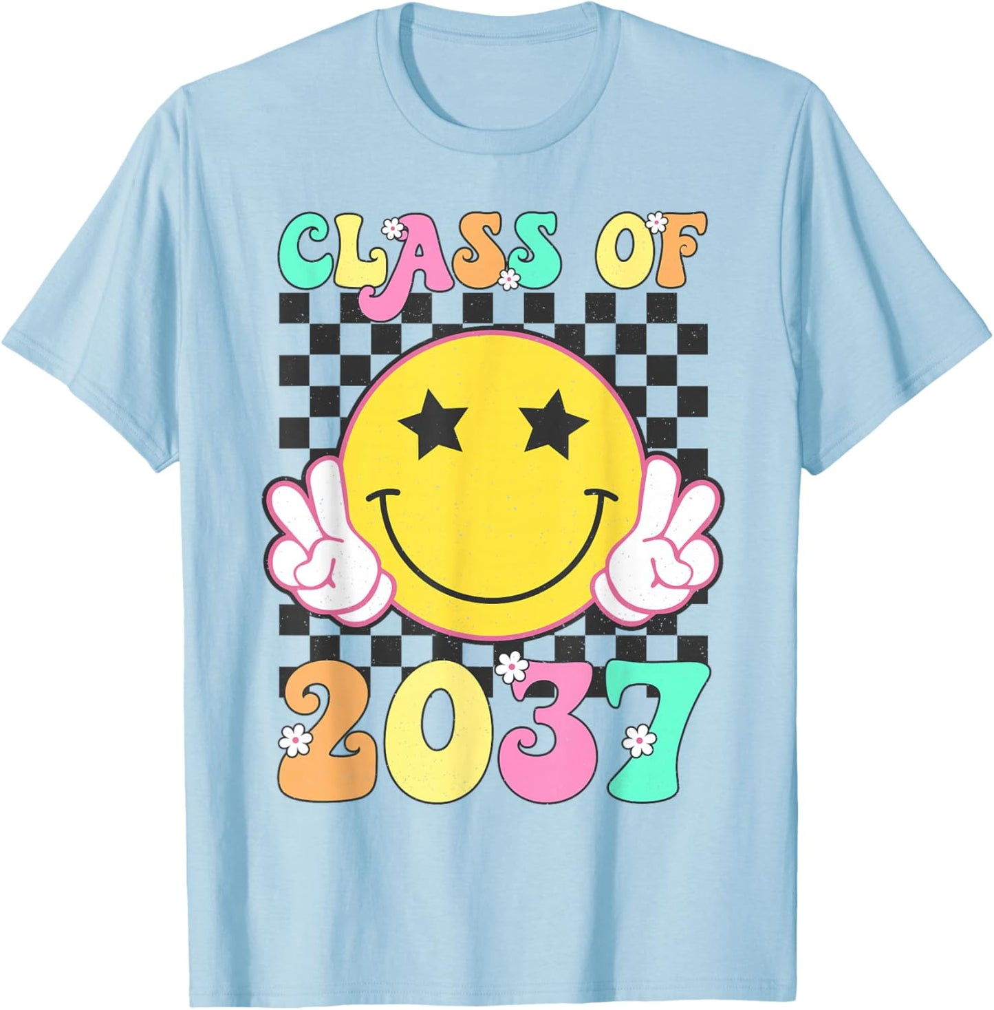 Retro Class of 2037 Grow With Me Back to School Kindergarten T-Shirt - T-Shirt | Light Blue