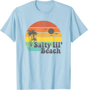 Salty Lil Beach Retro Vacation Funny Summer Quote Women Gift T-Shirt - T-Shirt | Light Blue