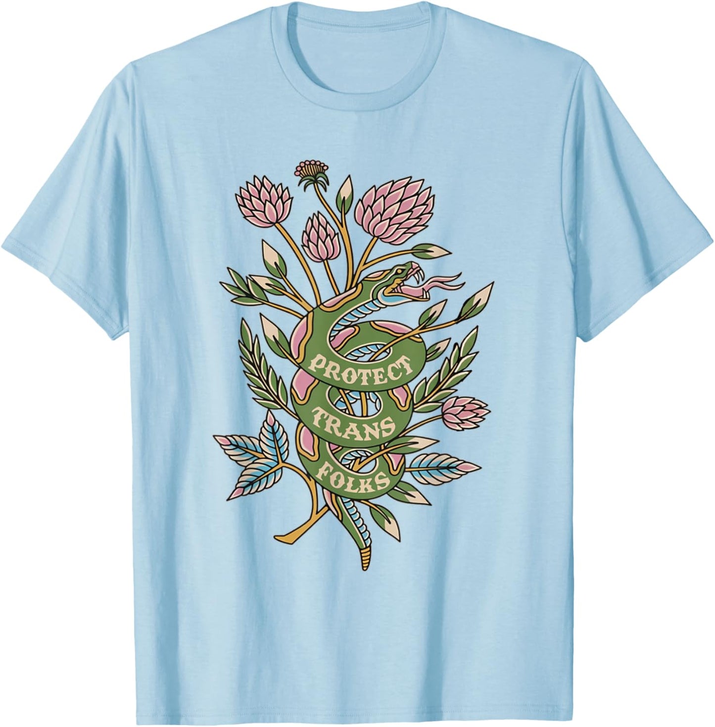 Retro Protect Trans Folks Protect Trans Rights Human Rights T-Shirt - T-Shirt | Light Blue