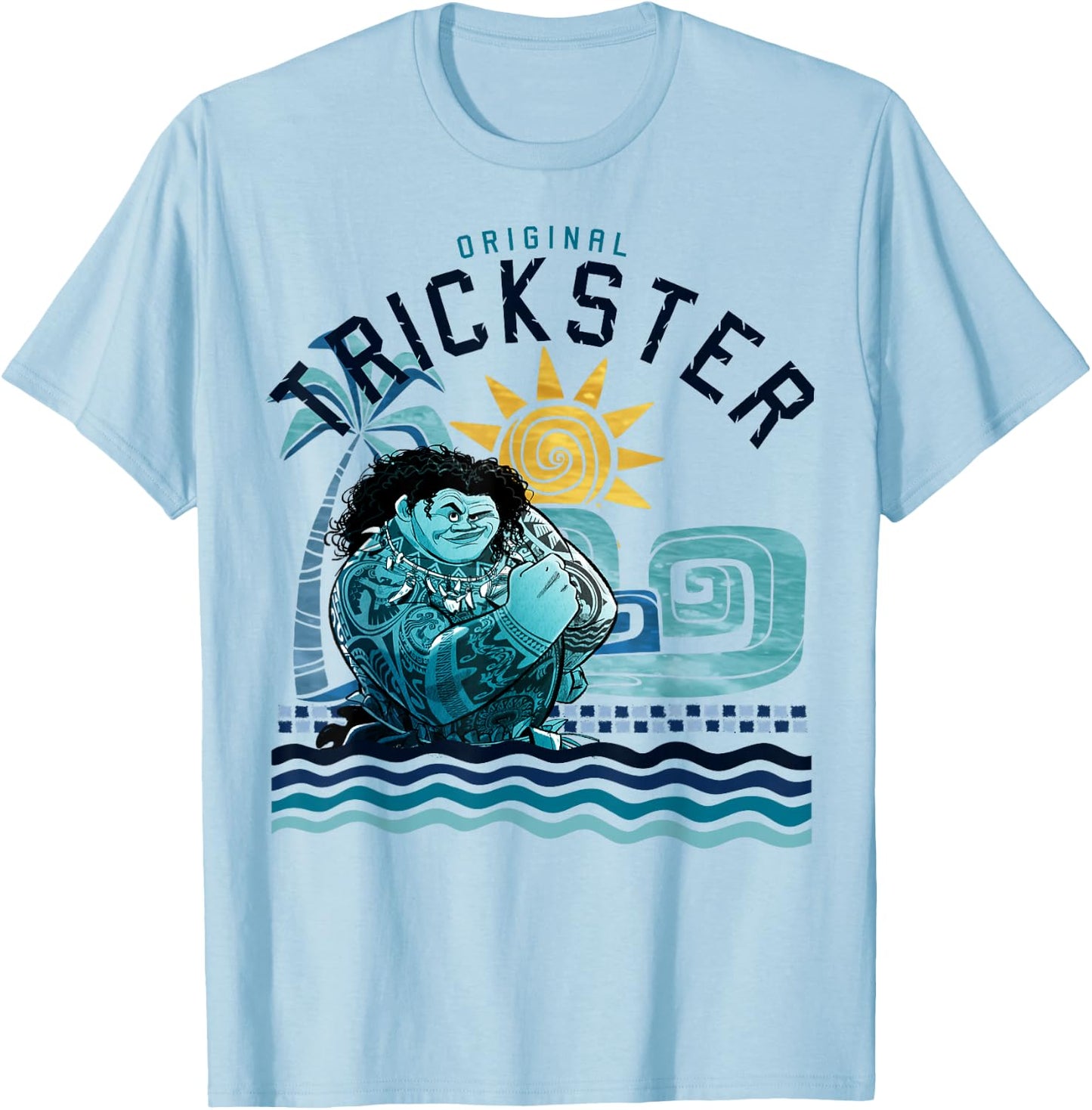 Disney Moana Maui Original Trickster Blue Gradient Portrait Small T-Shirt - T-Shirt | Light Blue