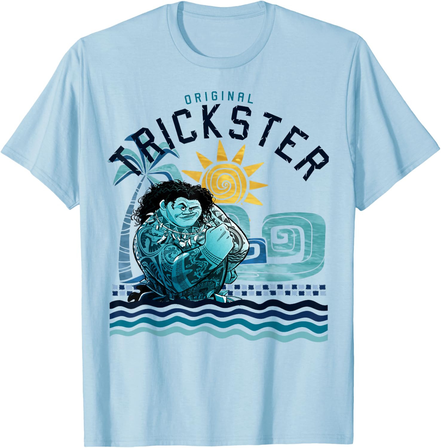 Disney Moana Maui Original Trickster Blue Gradient Portrait Small T-Shirt - T-Shirt | Light Blue