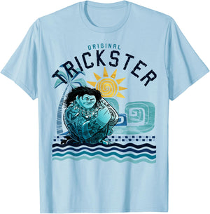 Disney Moana Maui Original Trickster Blue Gradient Portrait Small T-Shirt - T-Shirt | Light Blue
