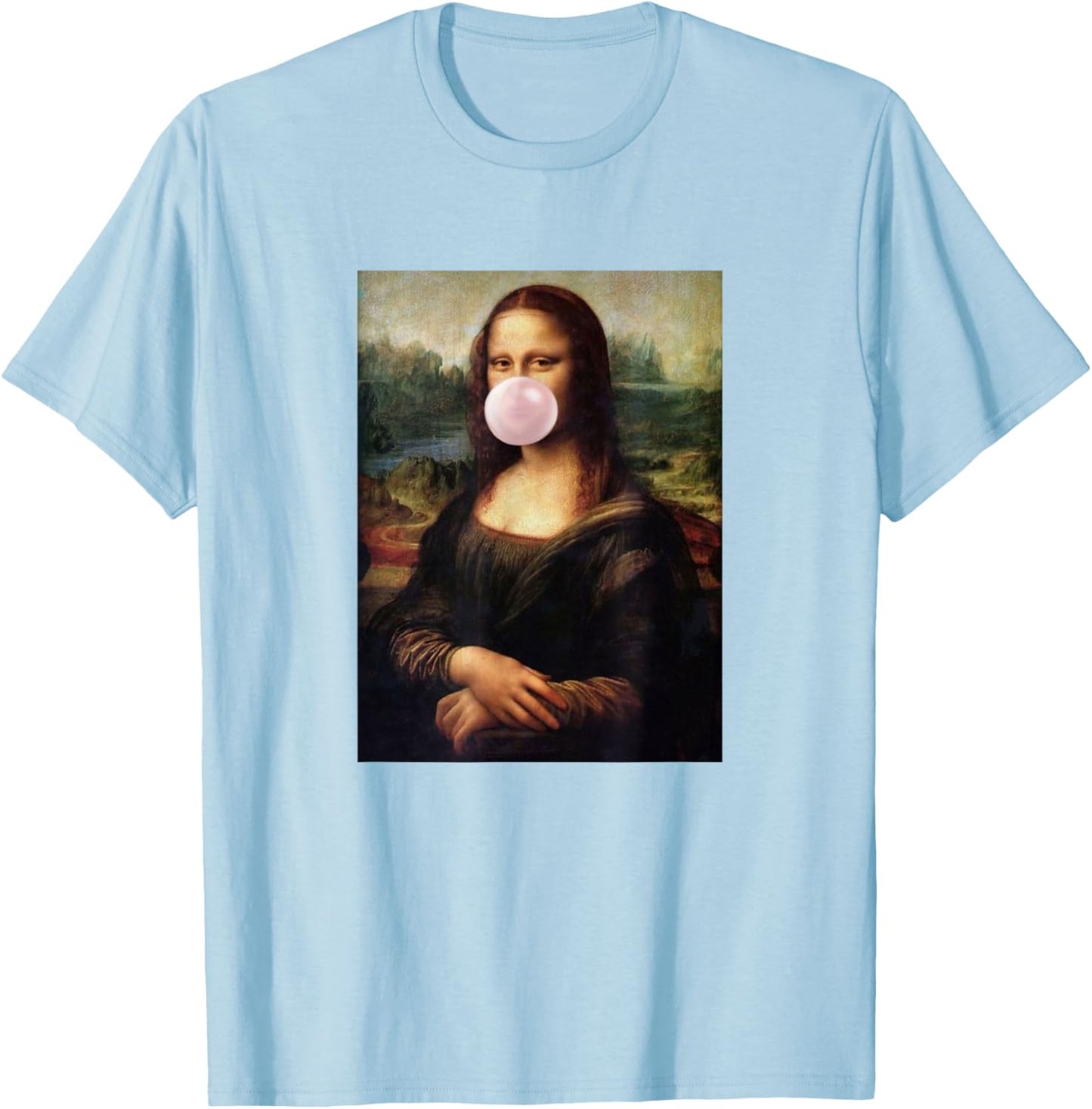 Mona Lisa Mona Lisa Bubblegum Bubble Mona Lisa T-Shirt - T-Shirt | Light Blue